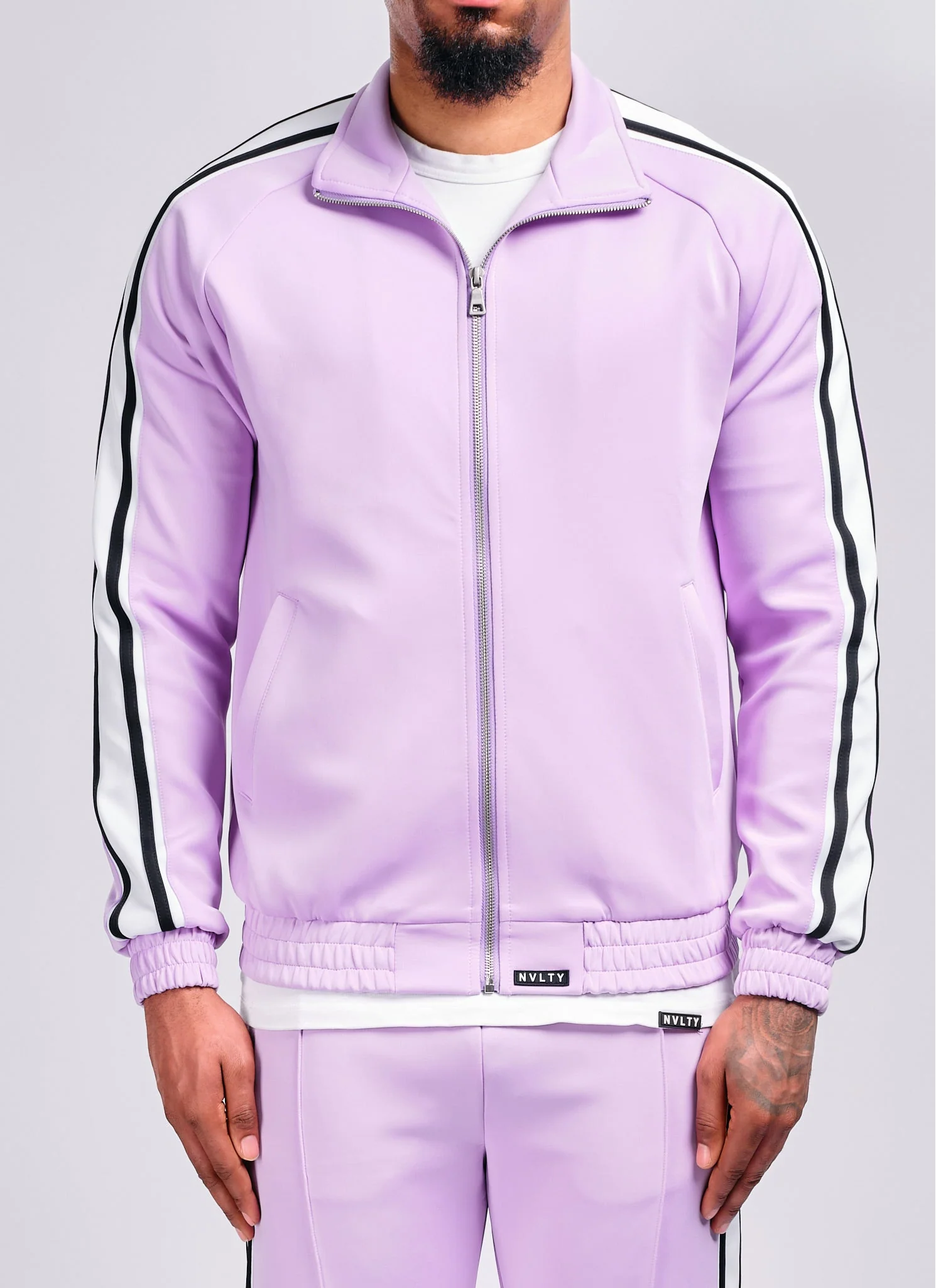 Panelled Luxe Track Jacket - Purple