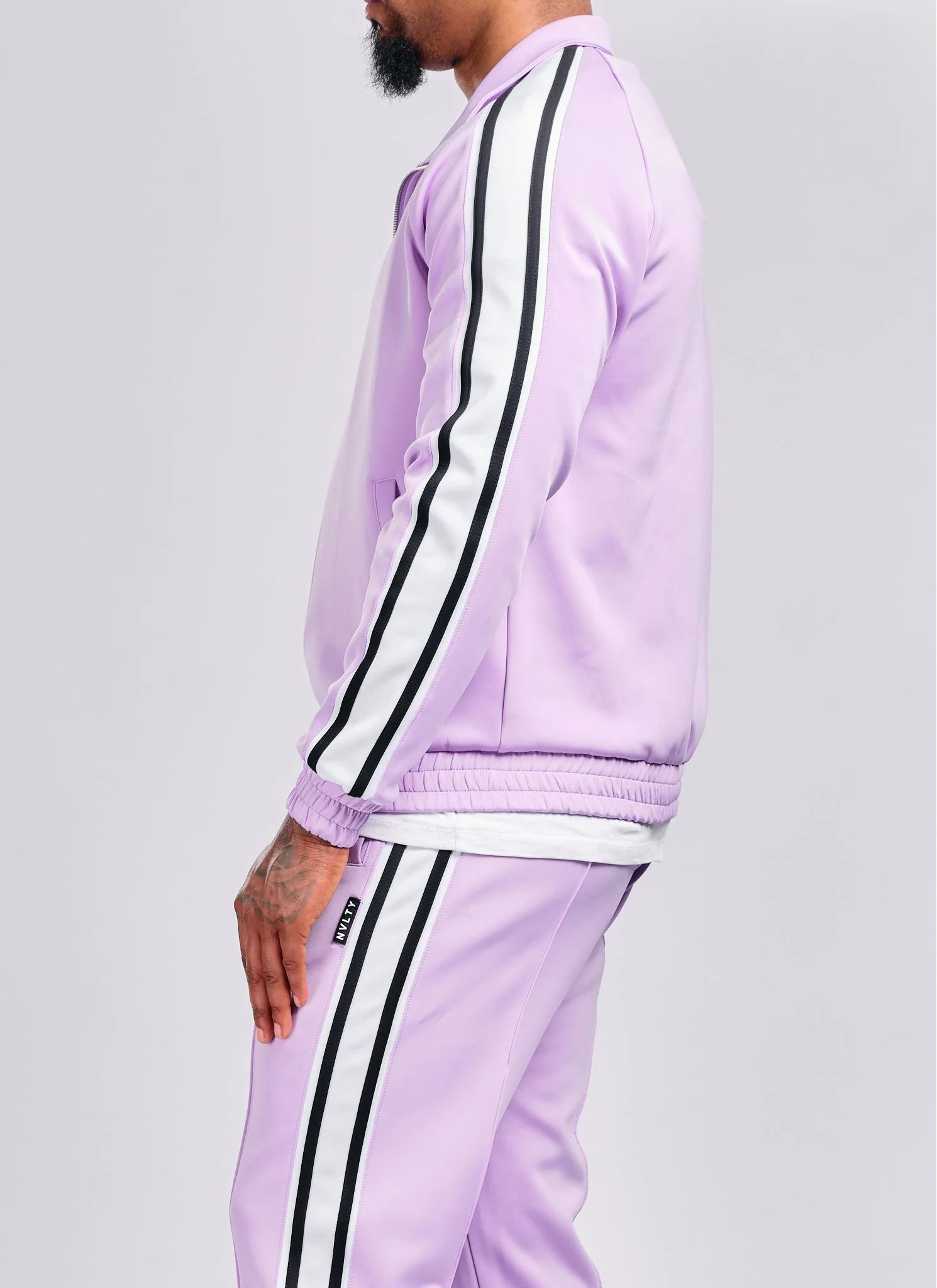 Panelled Luxe Track Jacket - Purple - Image 3