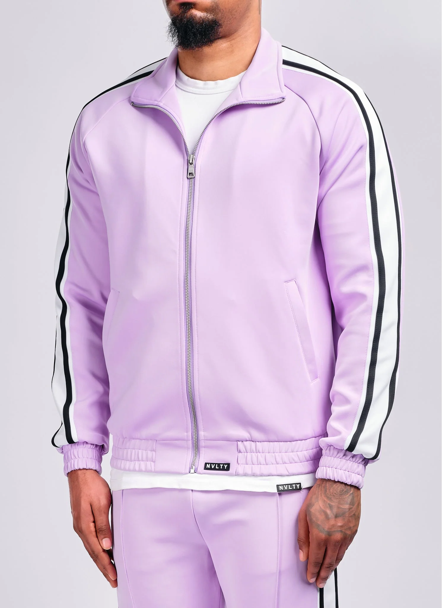 Panelled Luxe Track Jacket - Purple - Image 5
