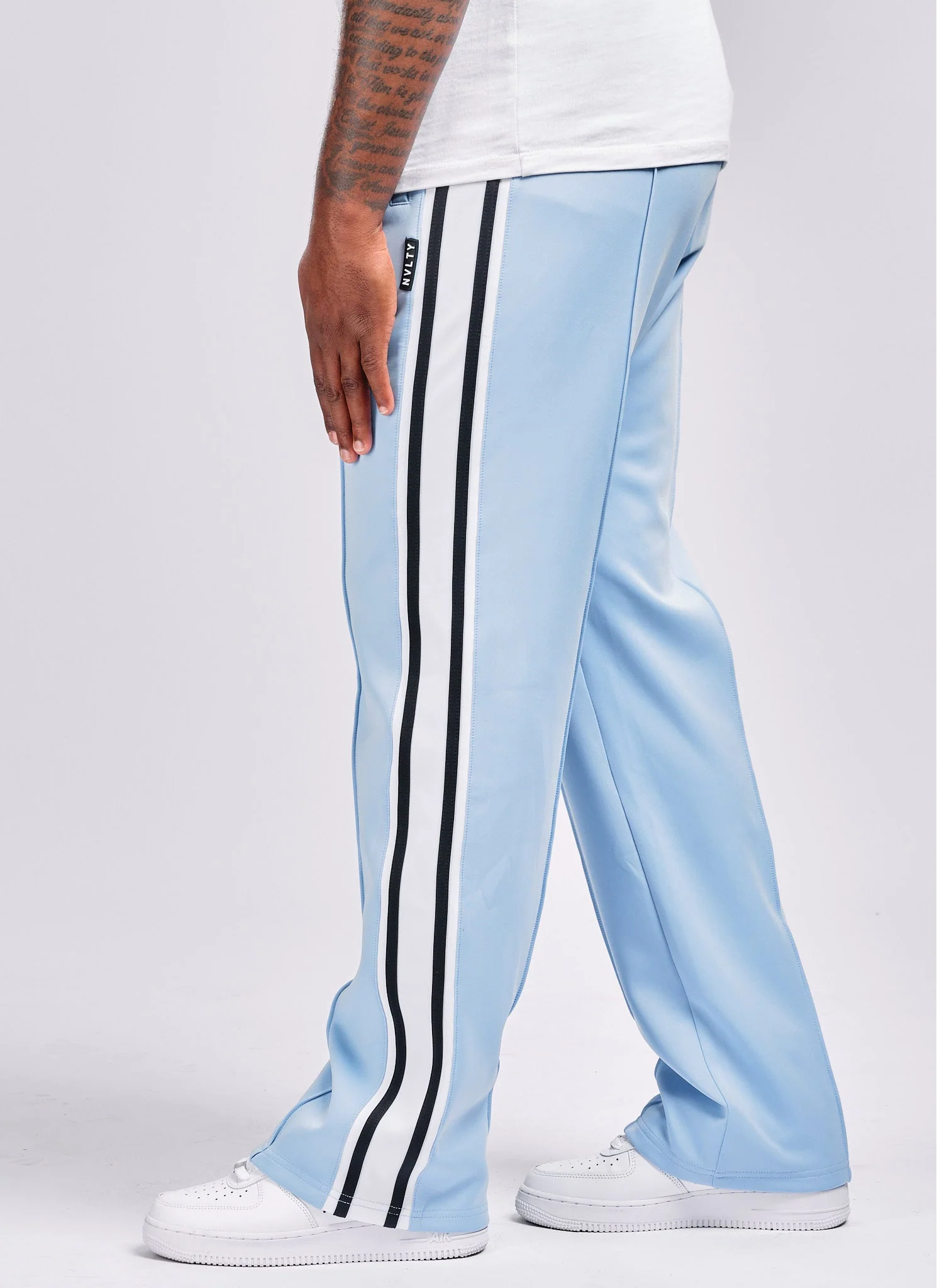 Panelled Luxe Track Pants - Baby Blue - Image 5