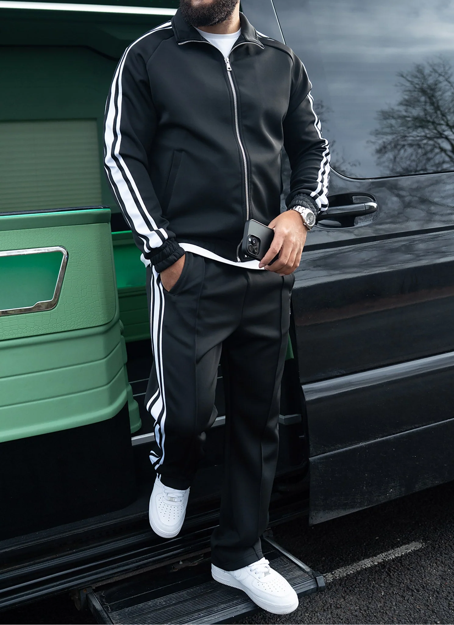 Panelled Luxe Track Pants - Black - Image 11