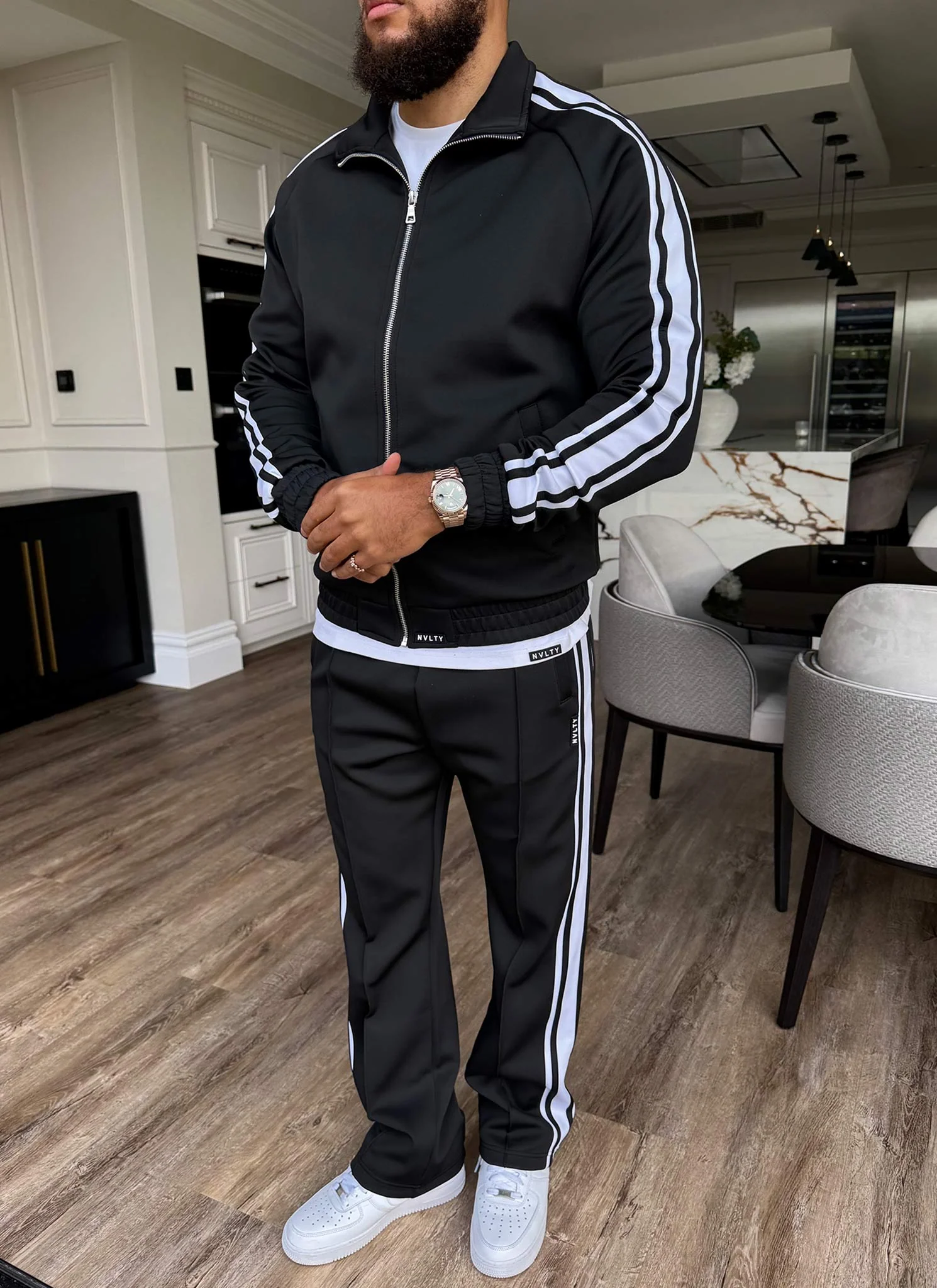 Panelled Luxe Track Pants - Black - Image 14
