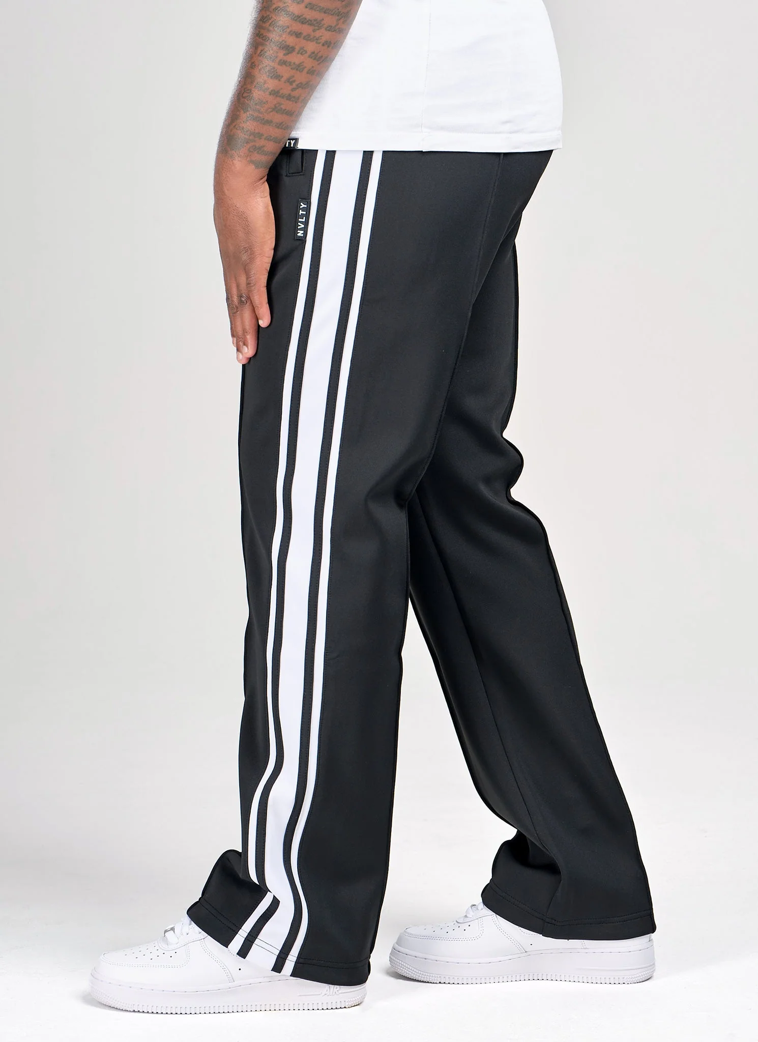Panelled Luxe Track Pants - Black - Image 3