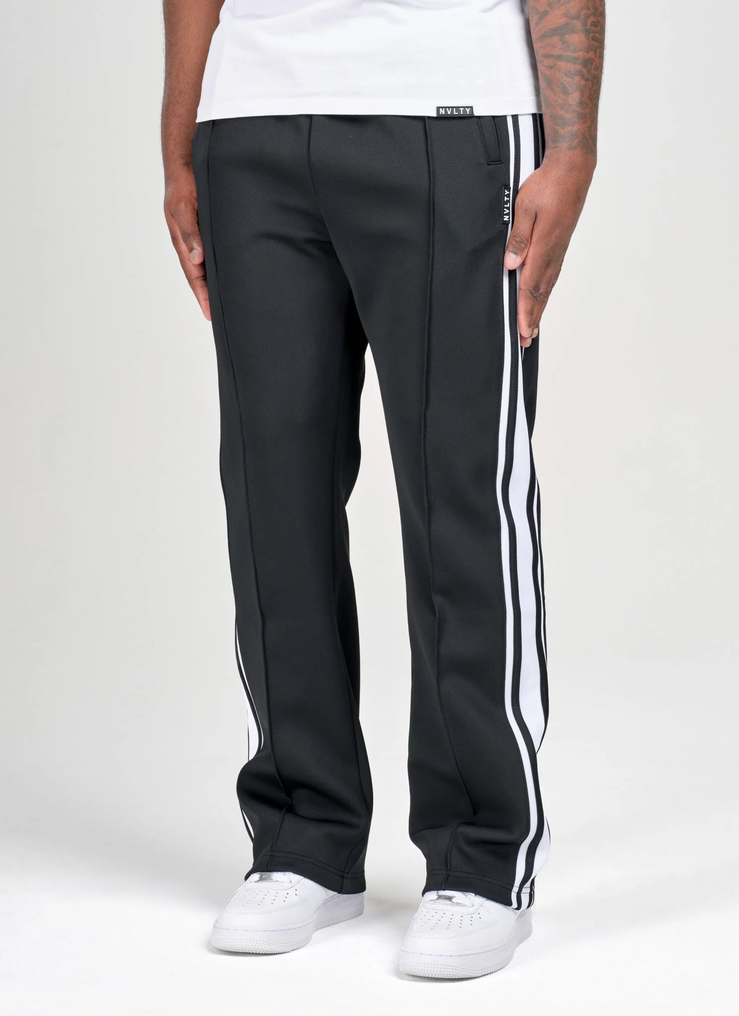 Panelled Luxe Track Pants - Black - Image 6