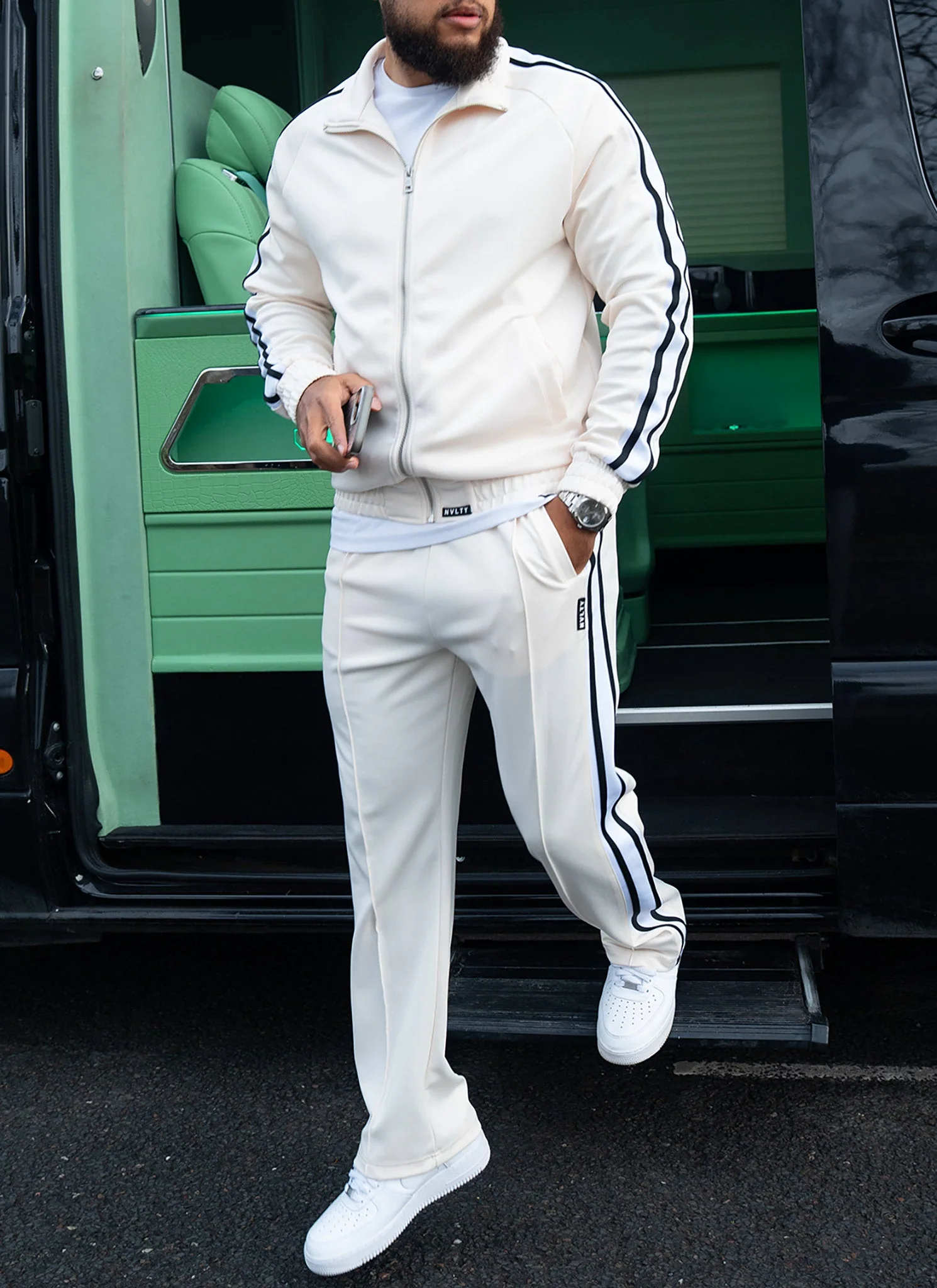 Panelled Luxe Track Pants - Ivory - Image 11