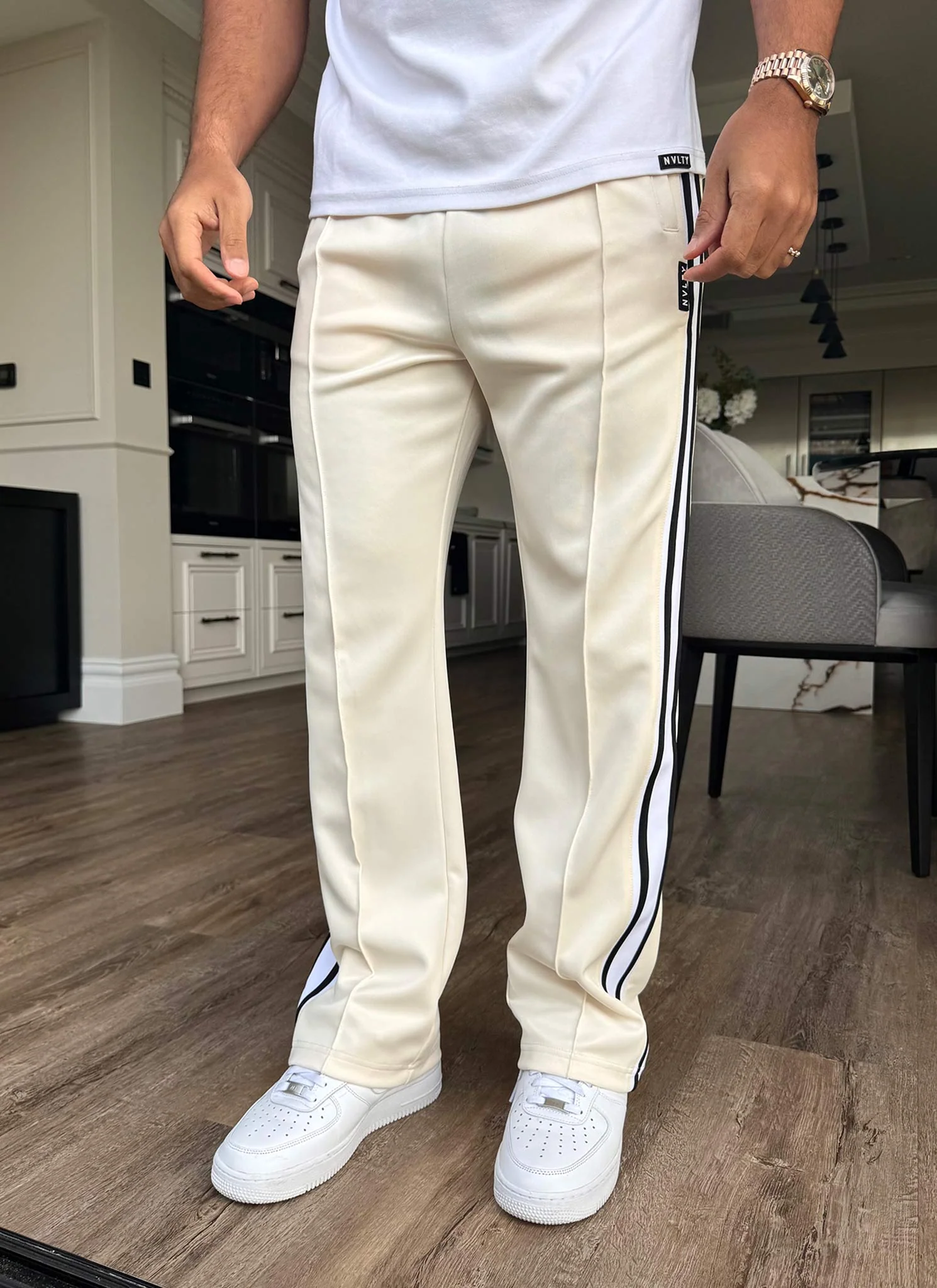 Panelled Luxe Track Pants - Ivory - Image 12