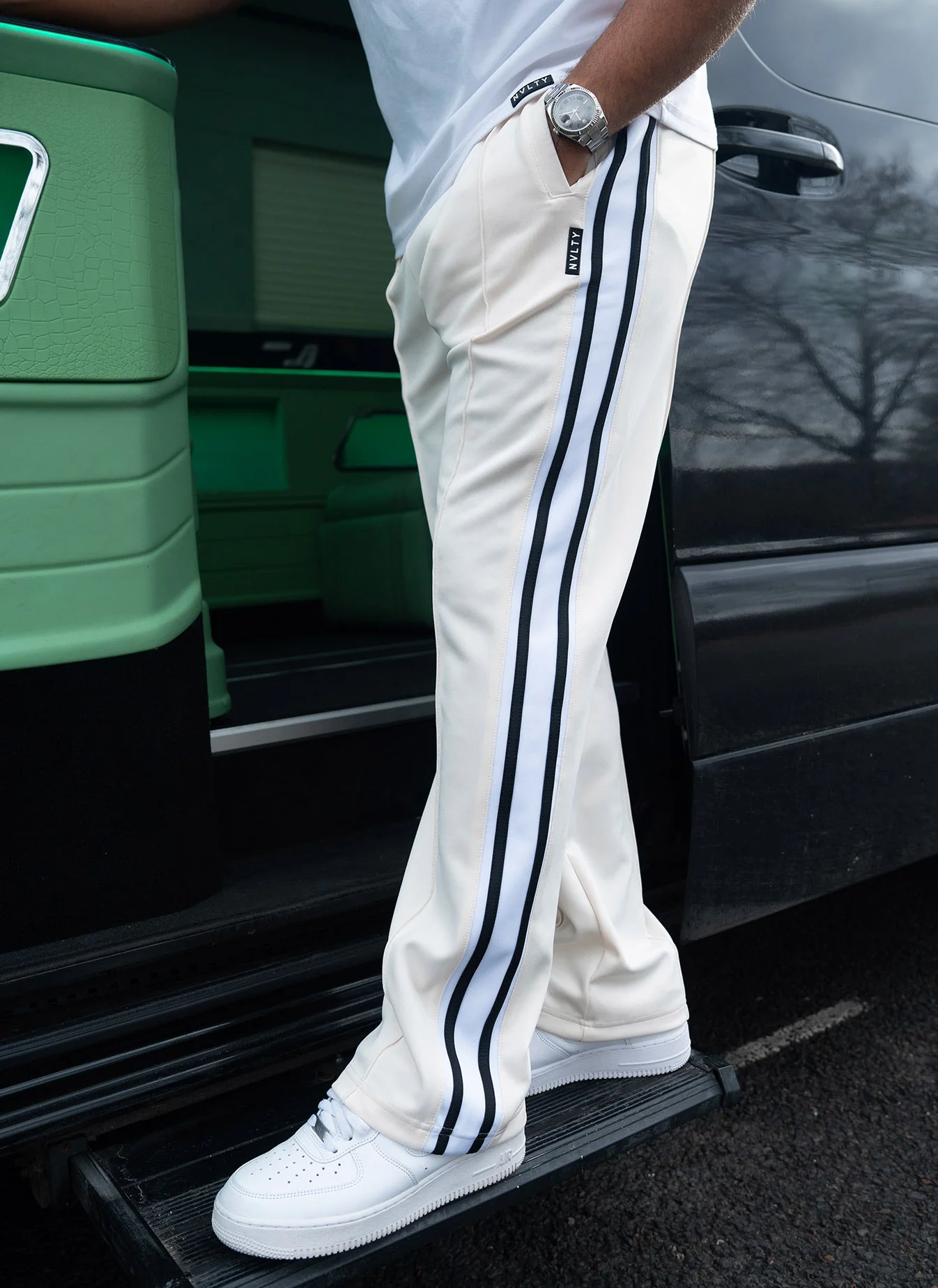 Panelled Luxe Track Pants - Ivory - Image 16