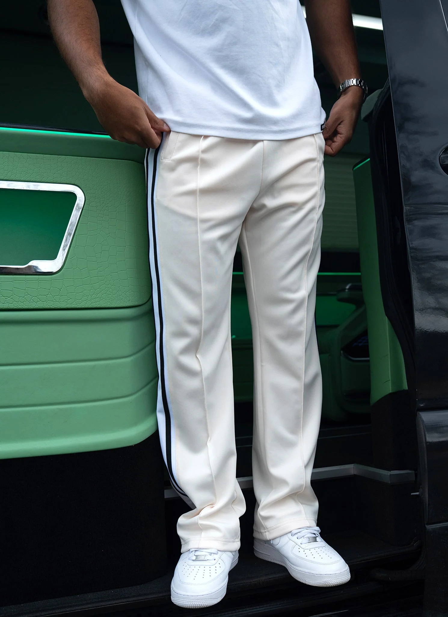 Panelled Luxe Track Pants - Ivory - Image 18