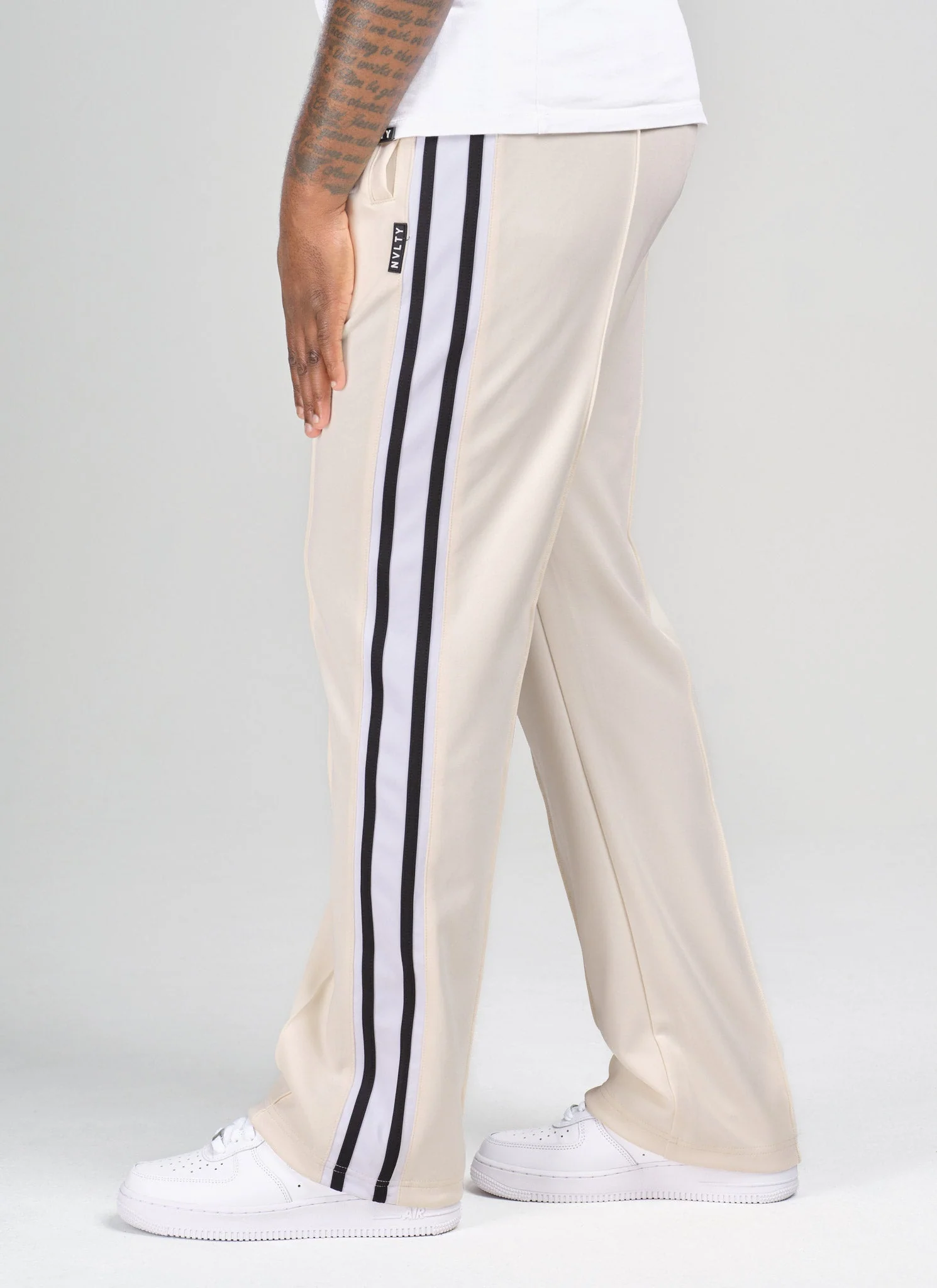 Panelled Luxe Track Pants - Ivory - Image 5