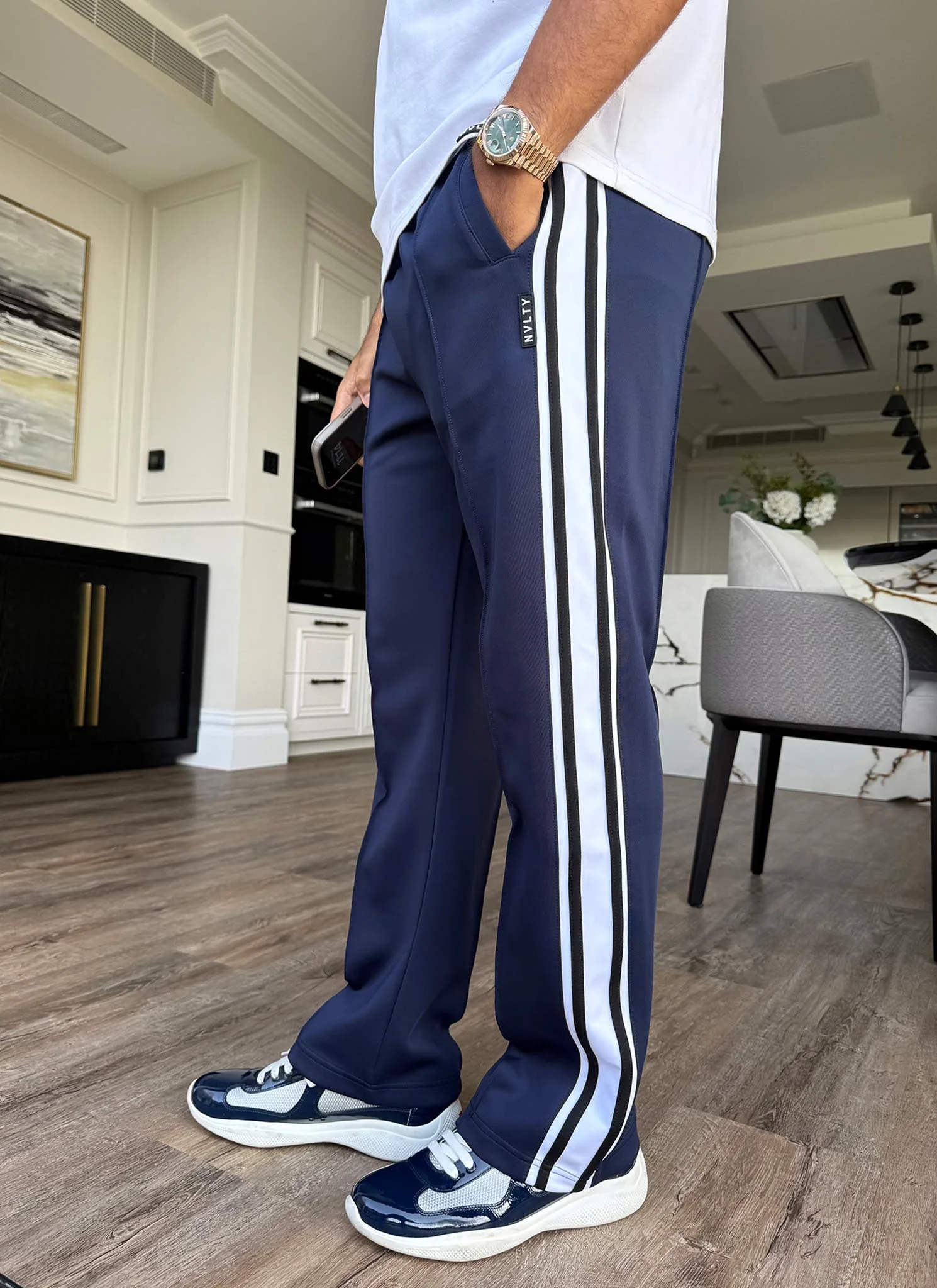 Panelled Luxe Track Pants - Navy - Image 17