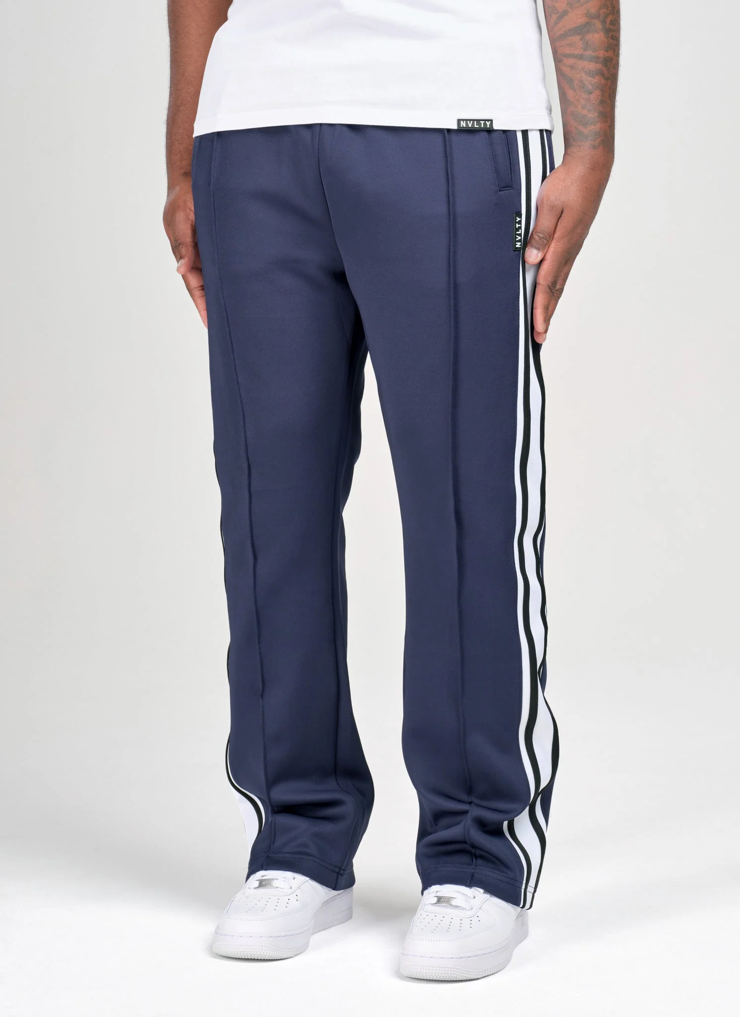 Panelled Luxe Track Pants - Navy - Image 5