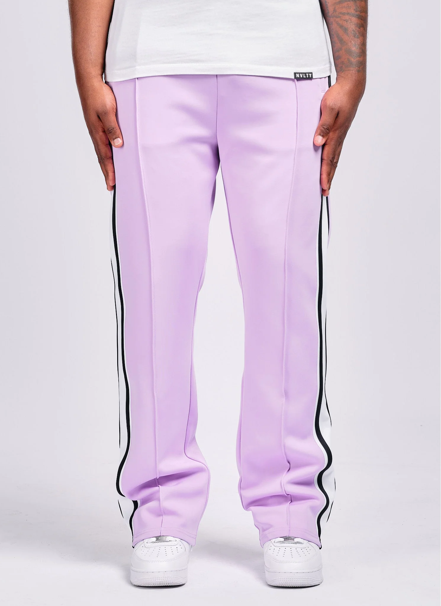 Panelled Luxe Track Pants - Purple