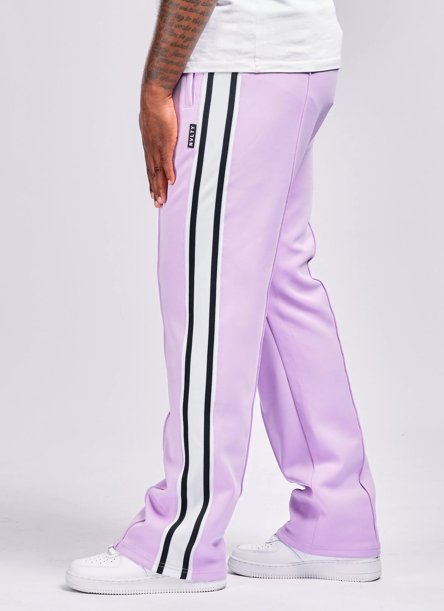 Panelled Luxe Track Pants - Purple - Image 3
