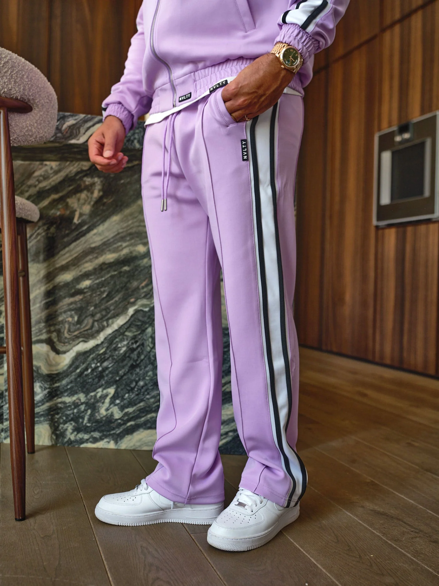 Panelled Luxe Track Pants - Purple - Image 8