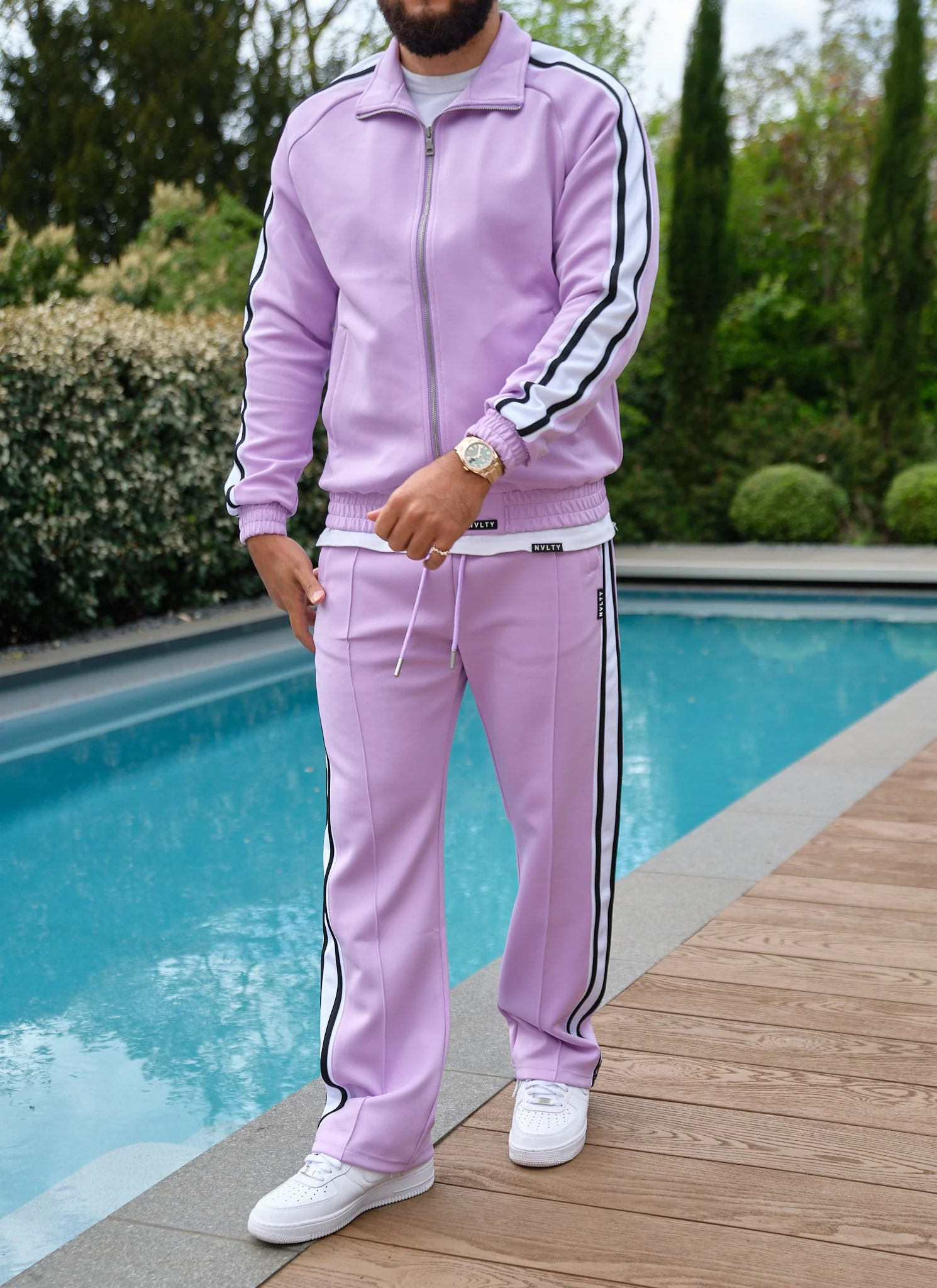 Panelled Luxe Track Pants - Purple - Image 9