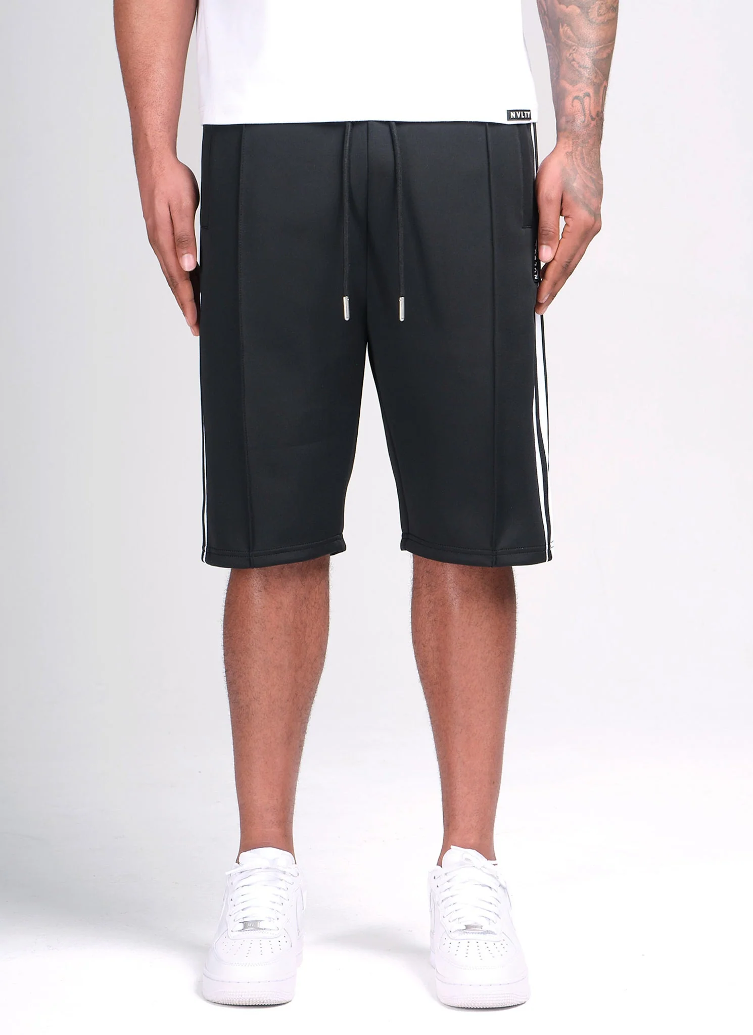 Panelled Luxe Track Shorts - Black