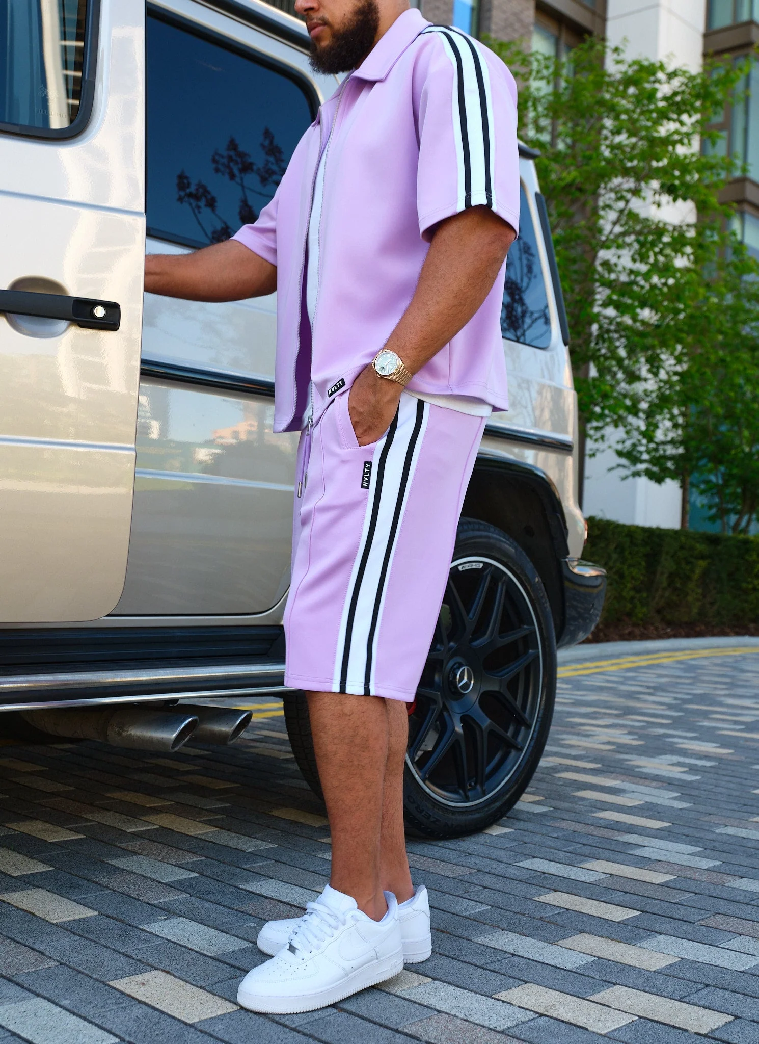 Panelled Luxe Track Shorts - Purple - Image 10