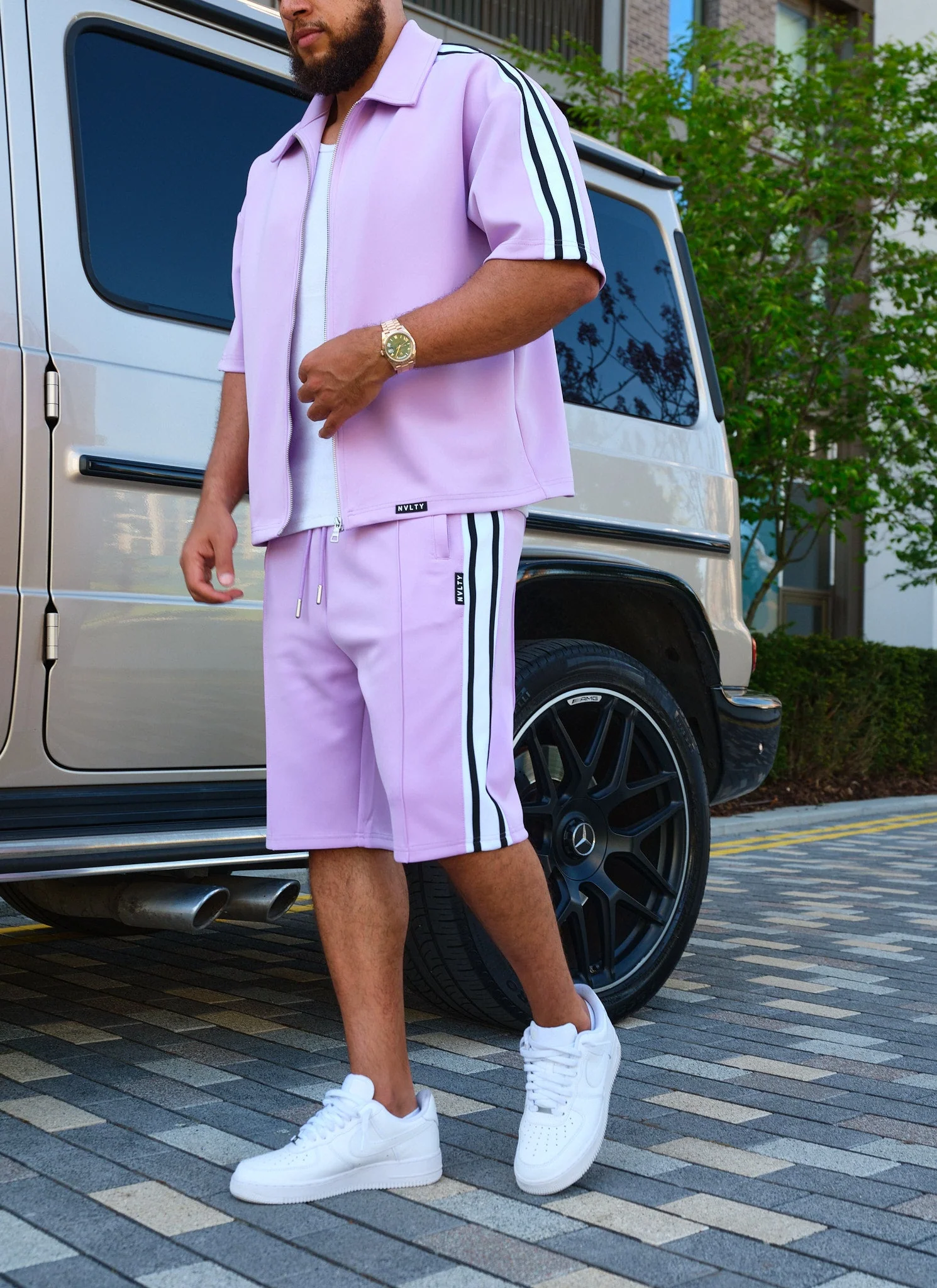 Panelled Luxe Track Shorts - Purple - Image 12