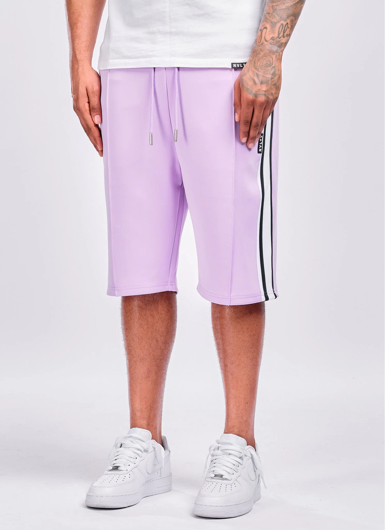 Panelled Luxe Track Shorts - Purple - Image 6