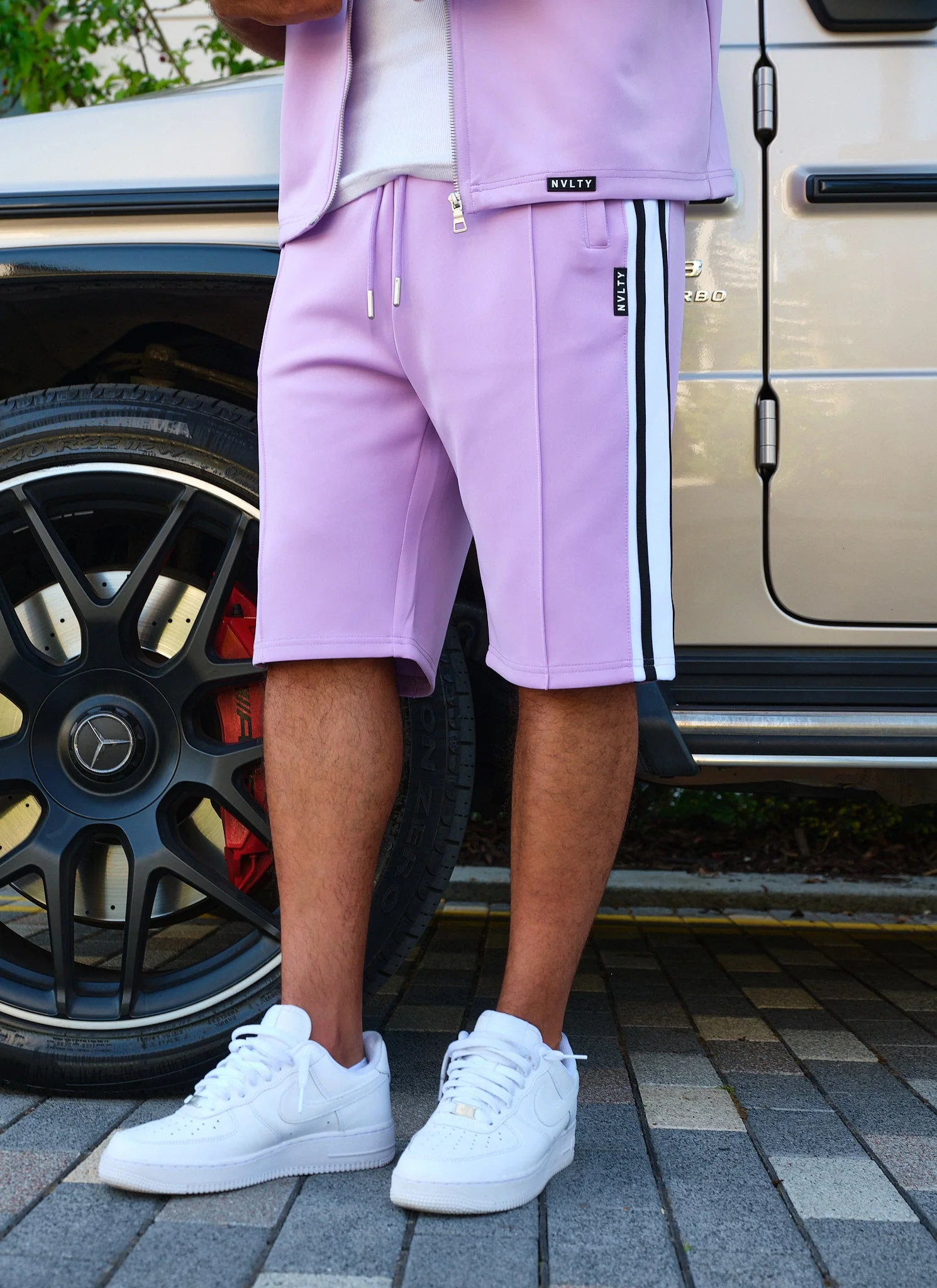 Panelled Luxe Track Shorts - Purple - Image 7