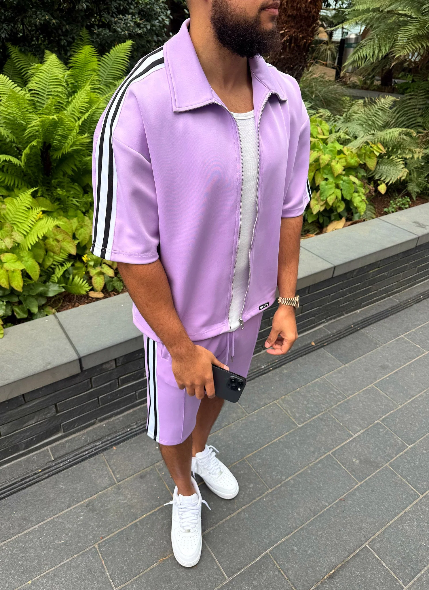 Panelled Luxe Track Shorts - Purple - Image 8