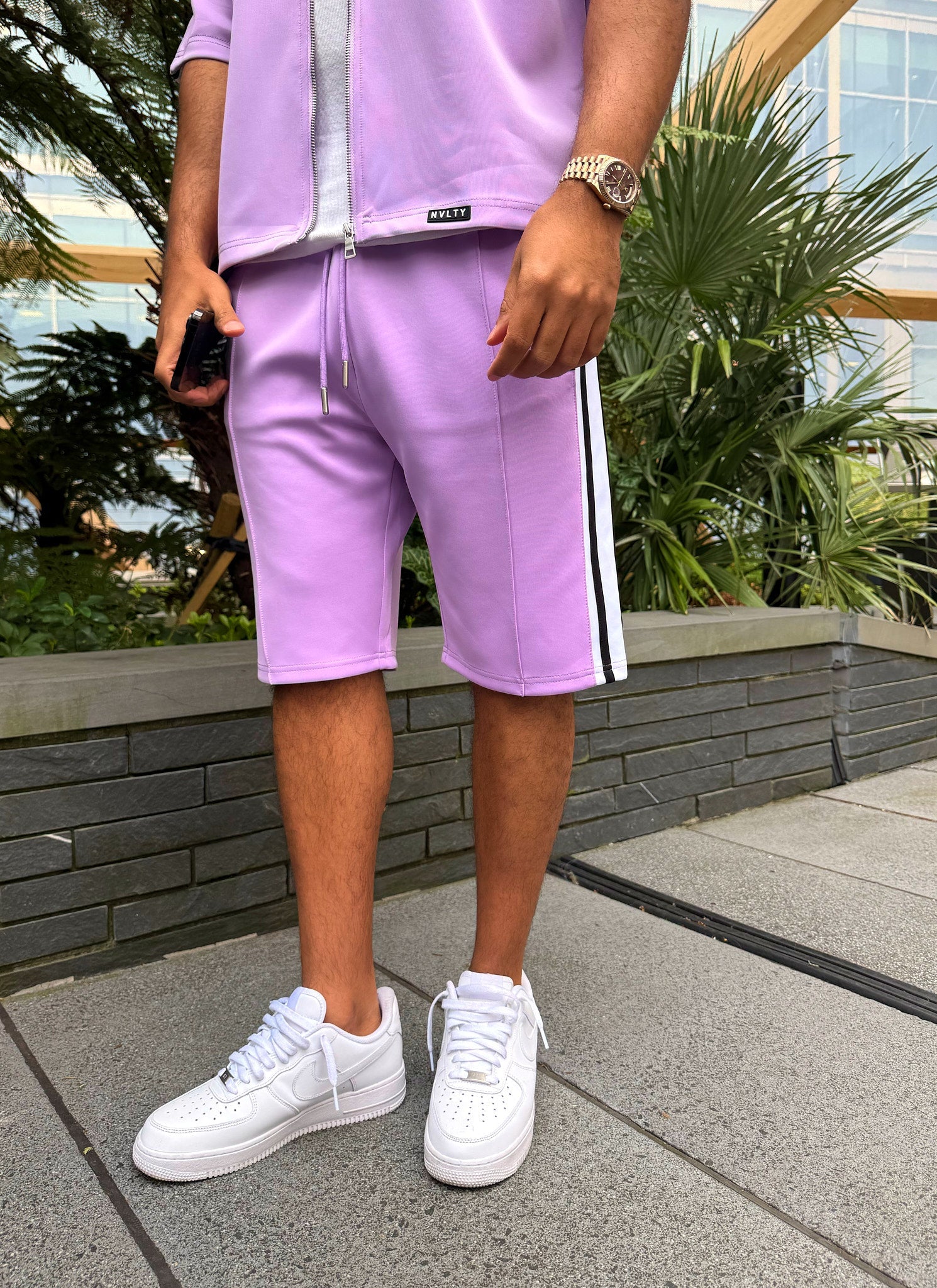 Panelled Luxe Track Shorts - Purple - Image 9