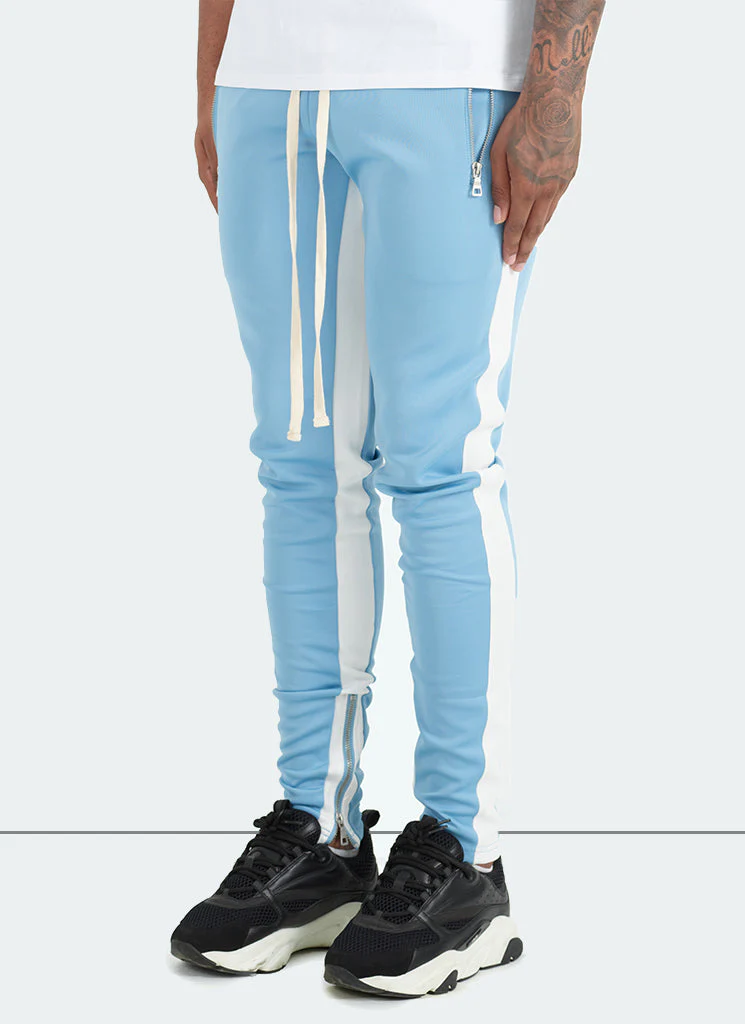 Panelled Track Pants - Baby Blue/White - Image 2