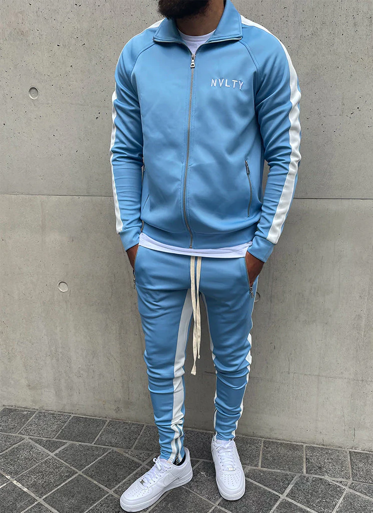 Panelled Track Pants - Baby Blue/White - Image 3