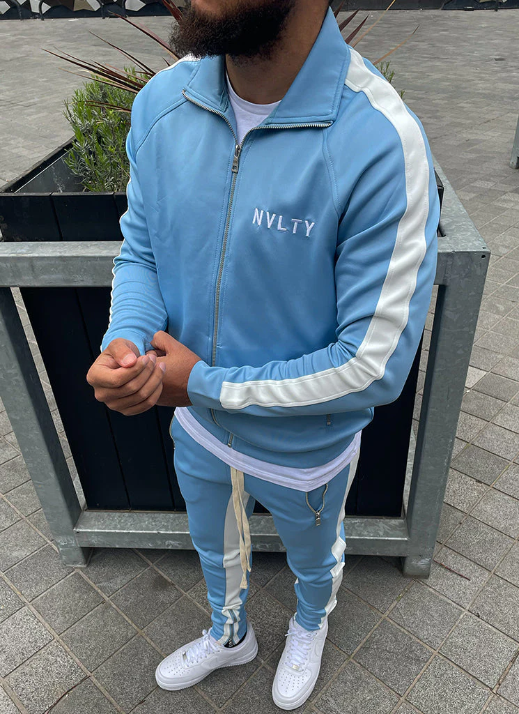 Panelled Track Pants - Baby Blue/White - Image 5
