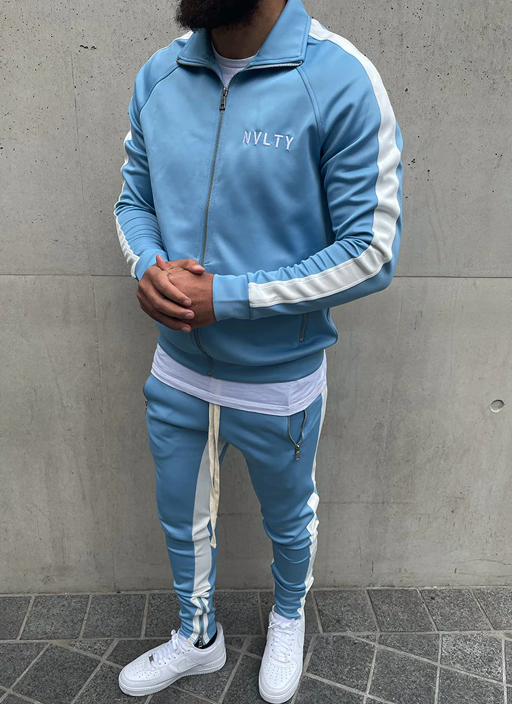 Panelled Track Pants - Baby Blue/White - Image 6