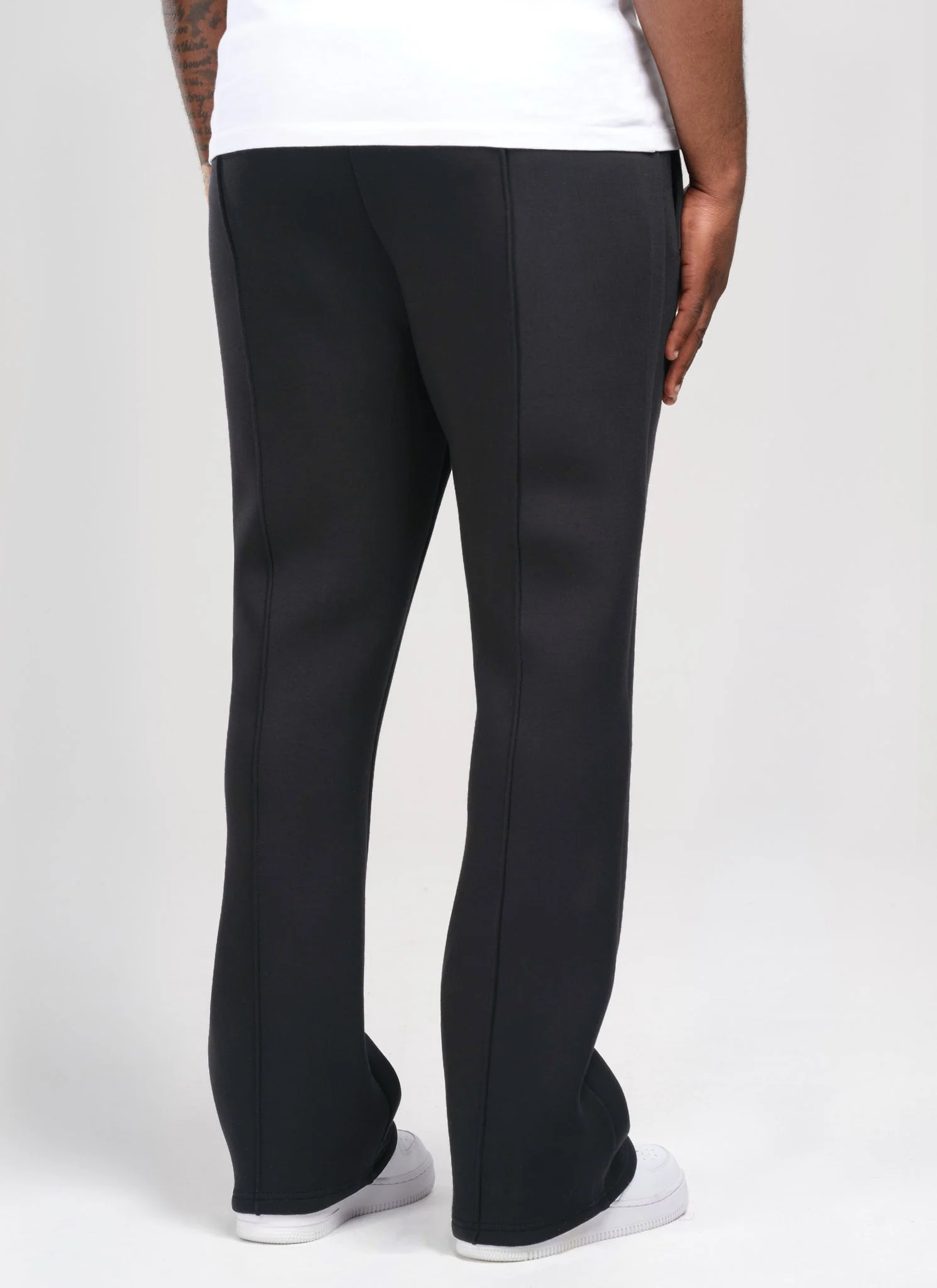 Scuba Structured Flare Pleat Joggers - Black - Image 4
