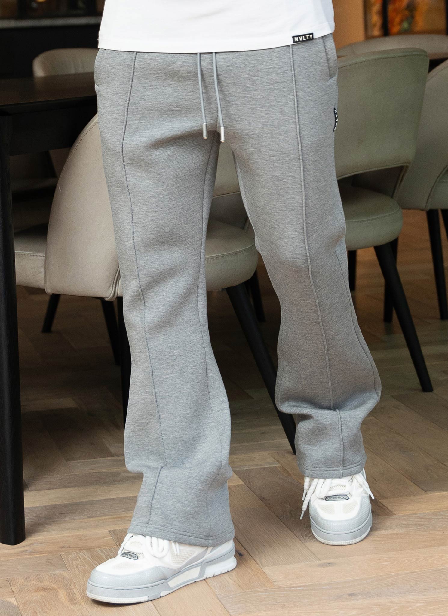 Scuba Structured Flare Pleat Joggers - Grey - Image 11