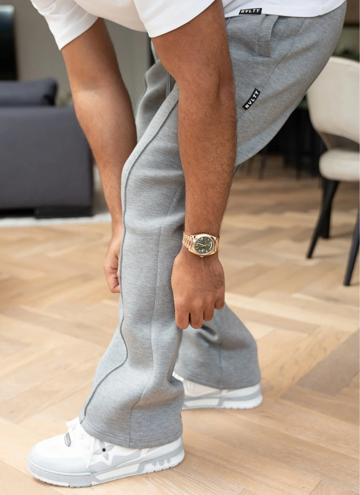 Scuba Structured Flare Pleat Joggers - Grey - Image 13