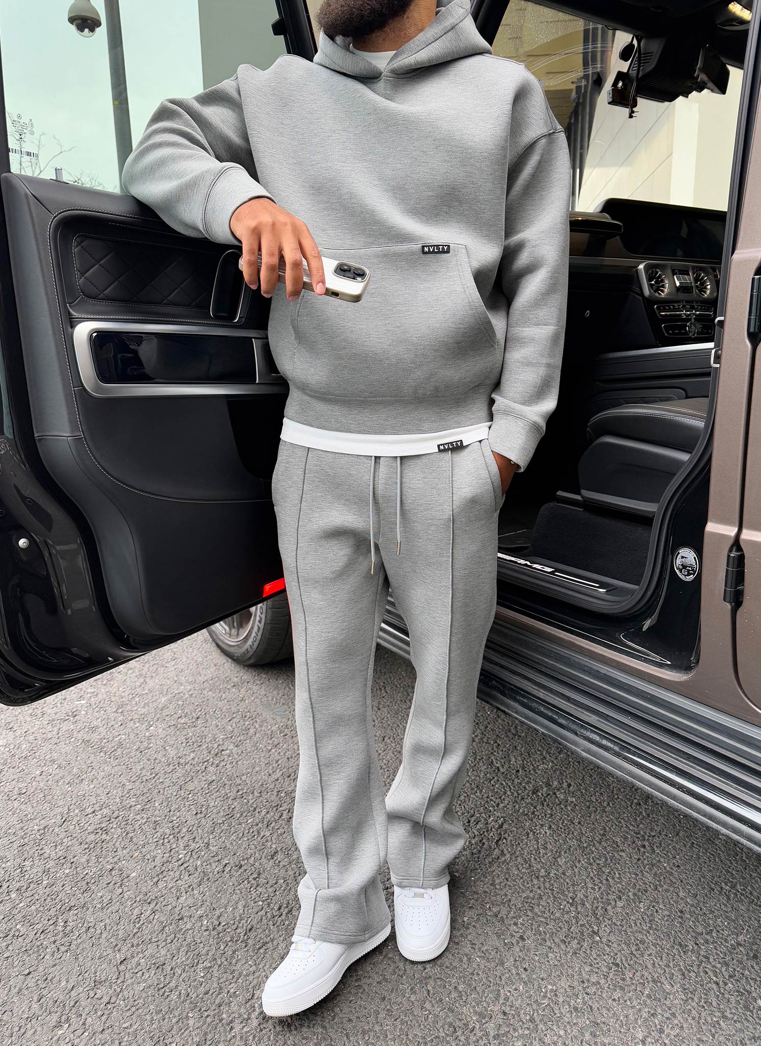 Scuba Structured Flare Pleat Joggers - Grey - Image 16