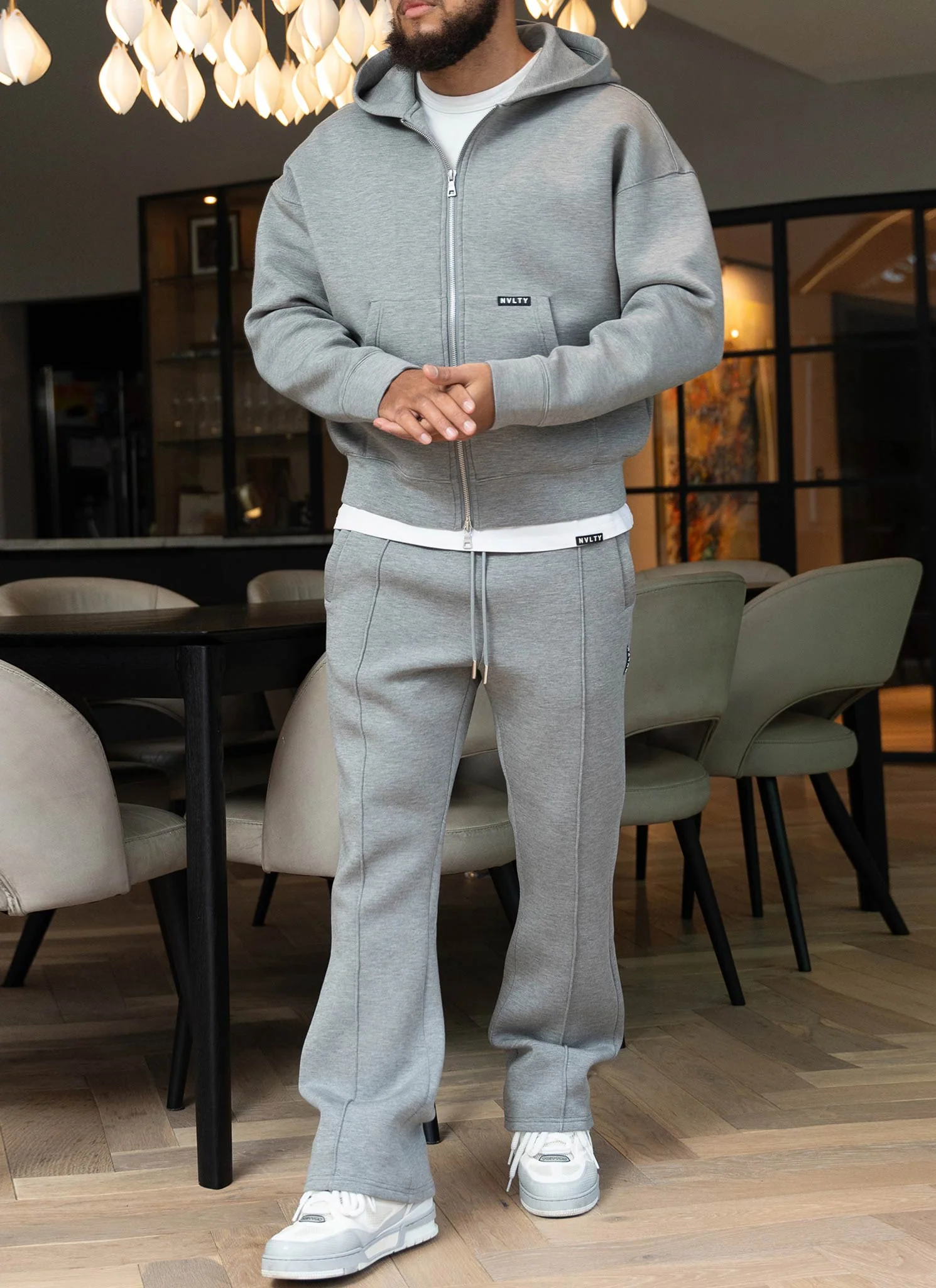 Scuba Structured Flare Pleat Joggers - Grey - Image 17