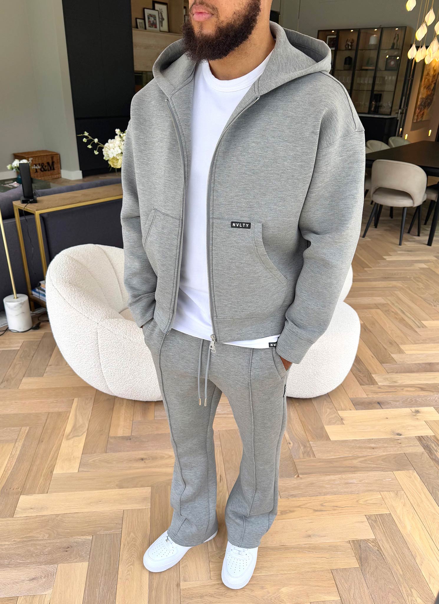 Scuba Structured Flare Pleat Joggers - Grey - Image 8