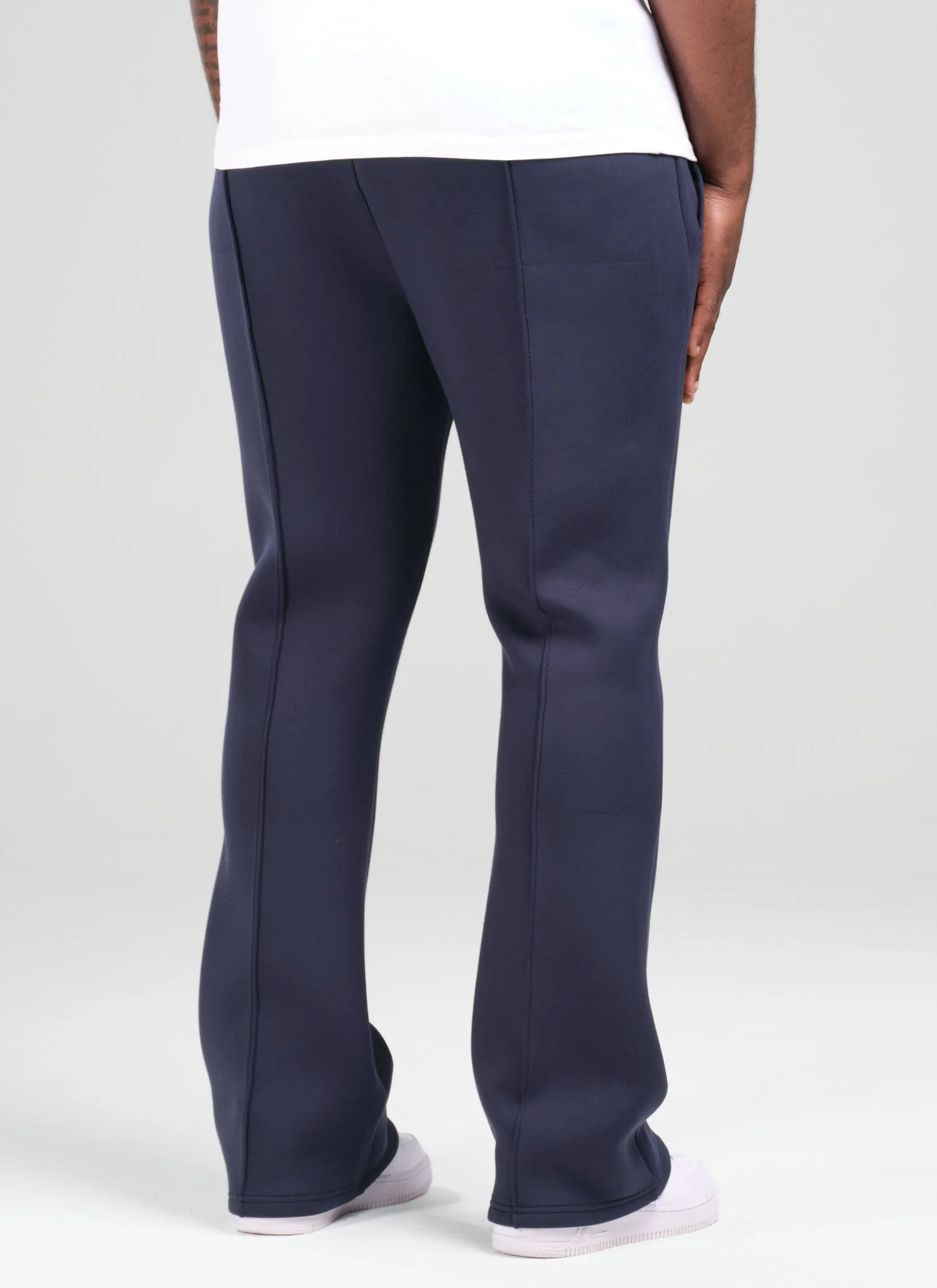 Scuba Structured Flare Pleat Joggers - Navy - Image 3