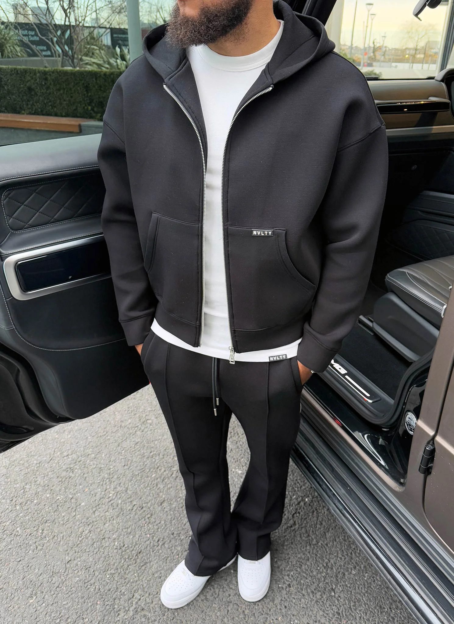 Scuba Structured Zip Hoodie - Black - Image 6