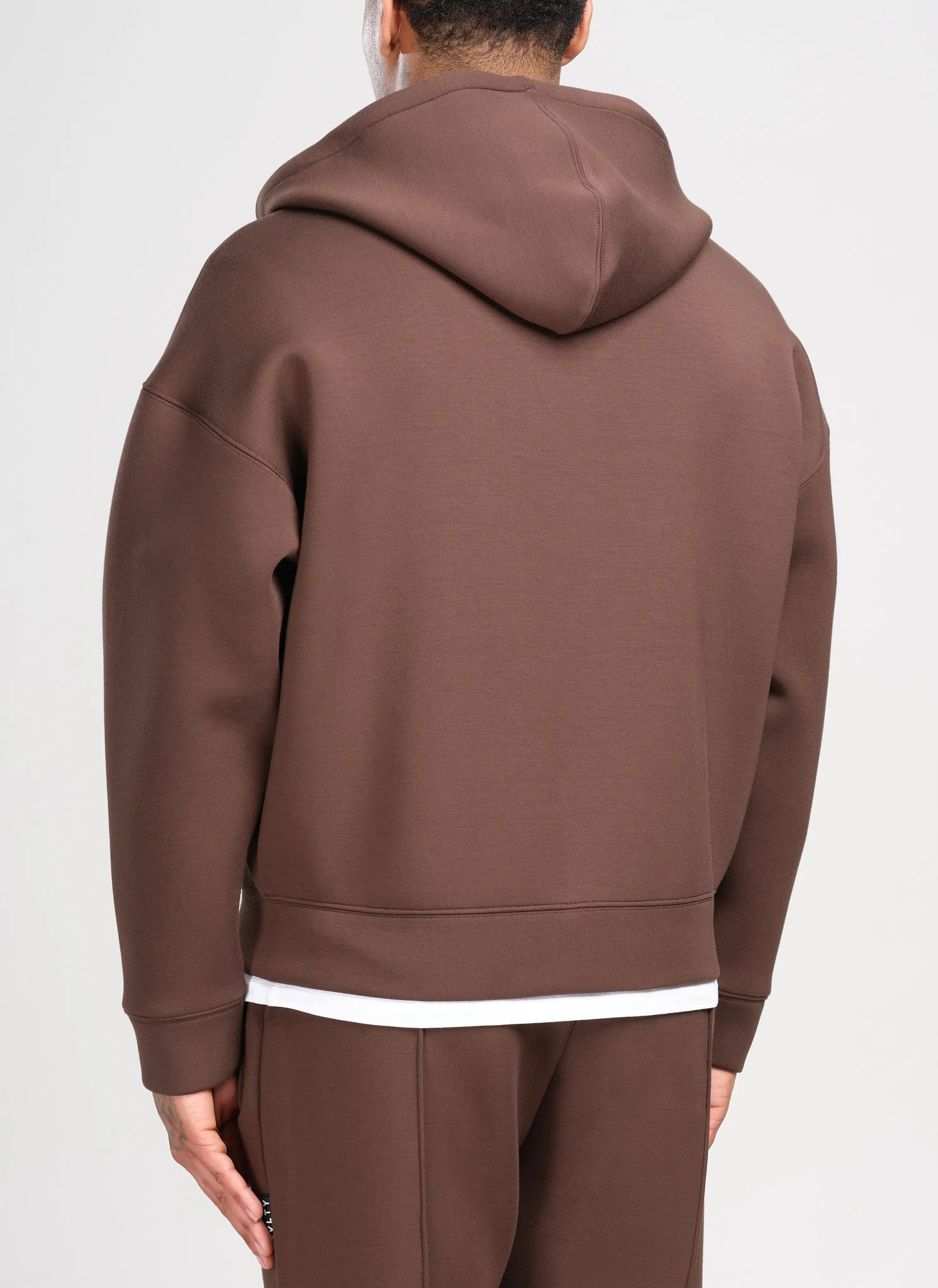 Scuba Structured Zip Hoodie - Brown - Image 4