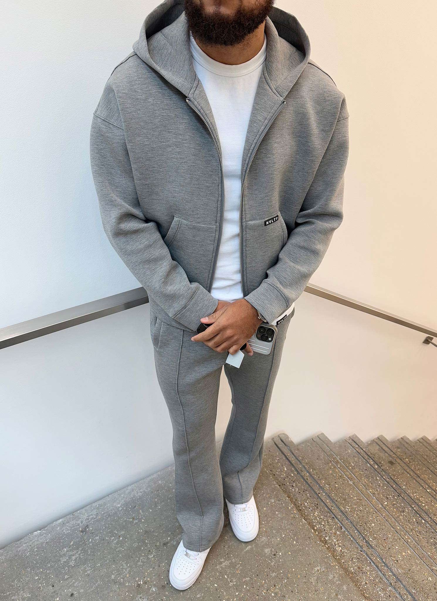 Scuba Structured Zip Hoodie - Grey - Image 13