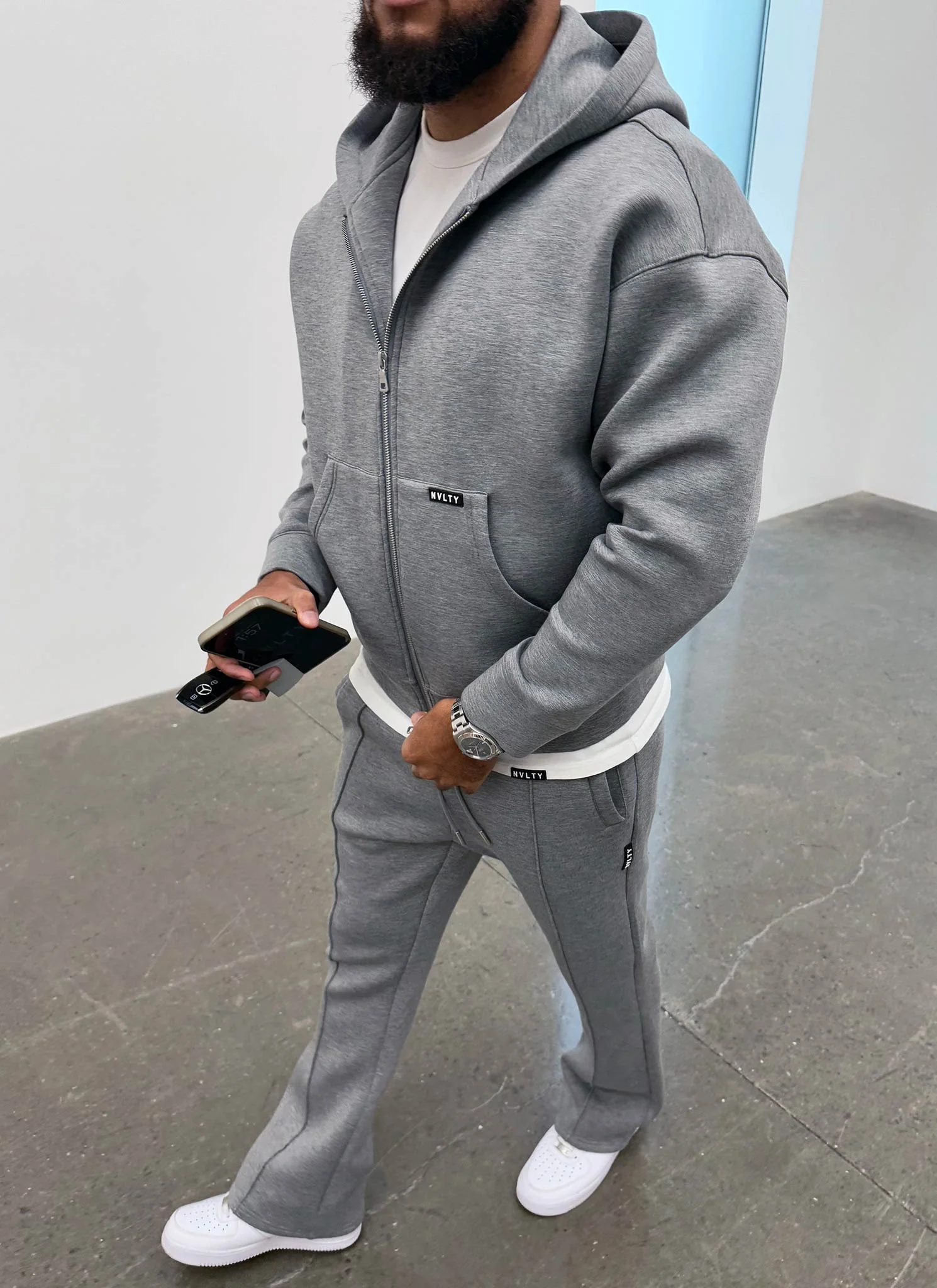 Scuba Structured Zip Hoodie - Grey - Image 8