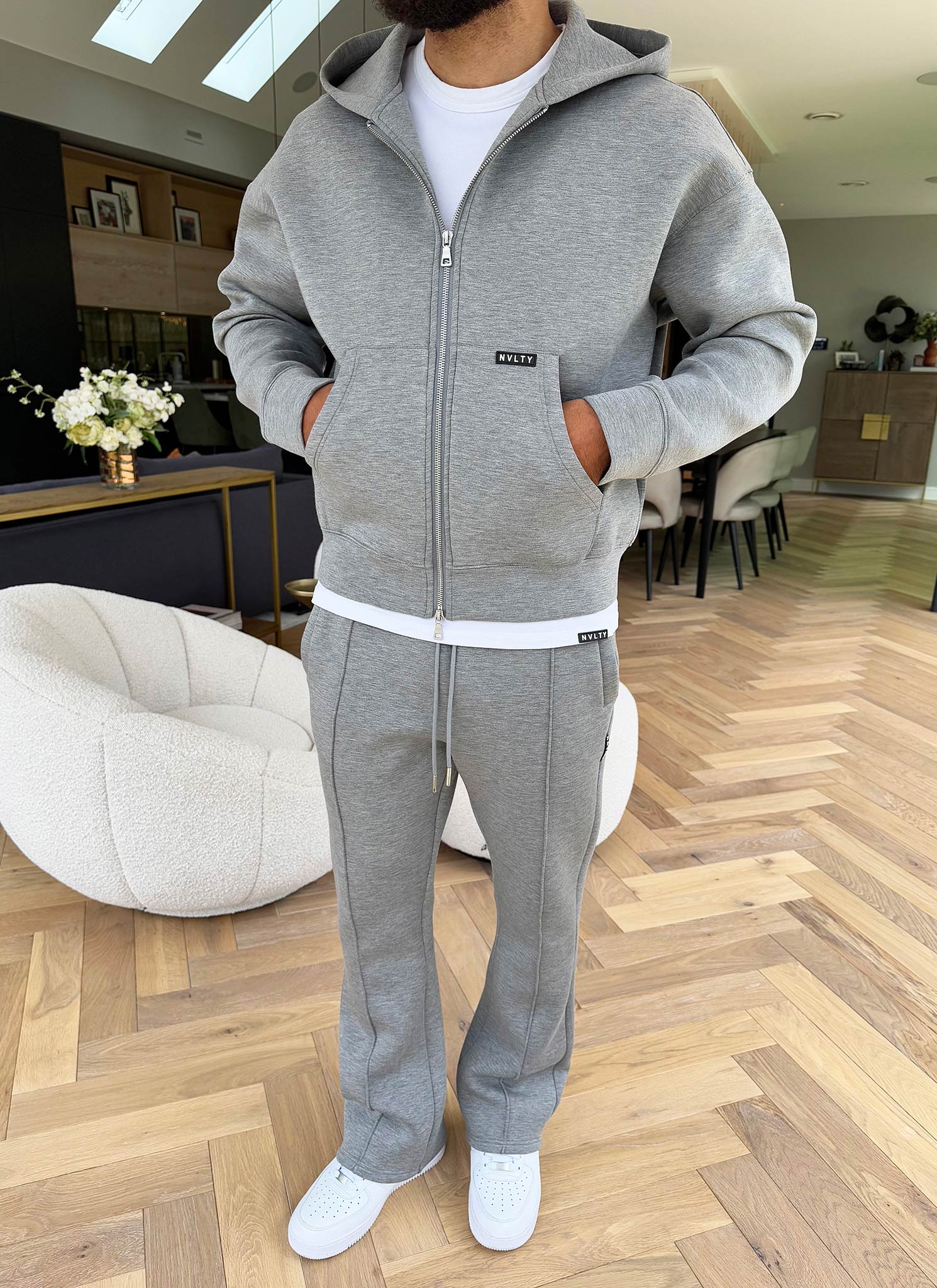 Scuba Structured Zip Hoodie - Grey - Image 9