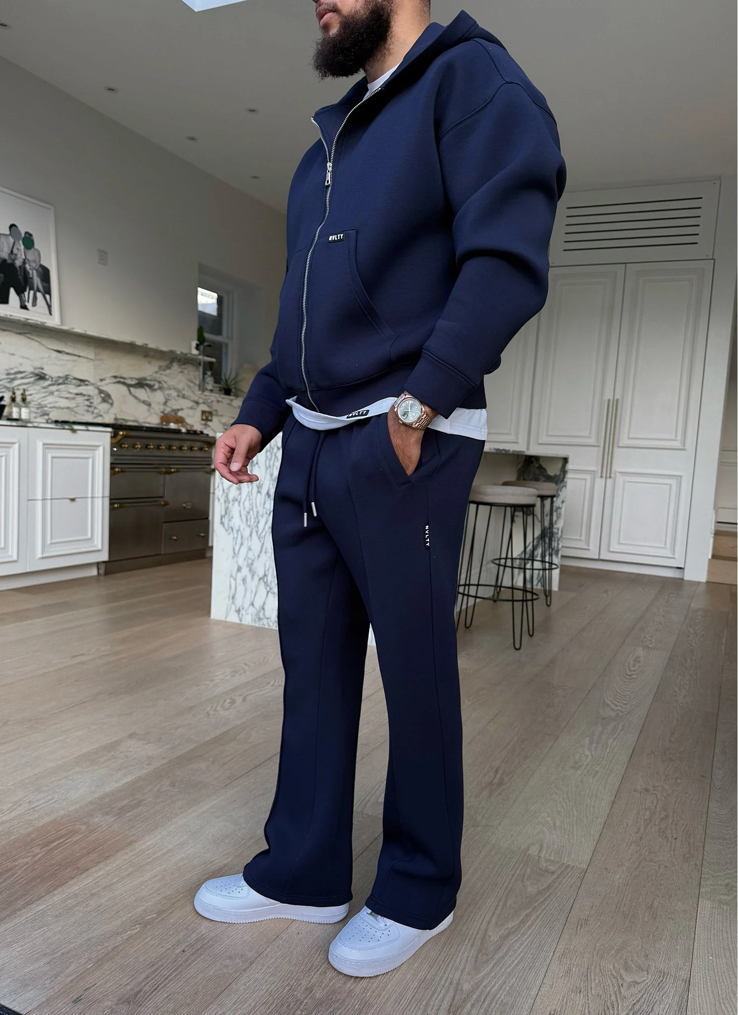 Scuba Structured Zip Hoodie - Navy - Image 10
