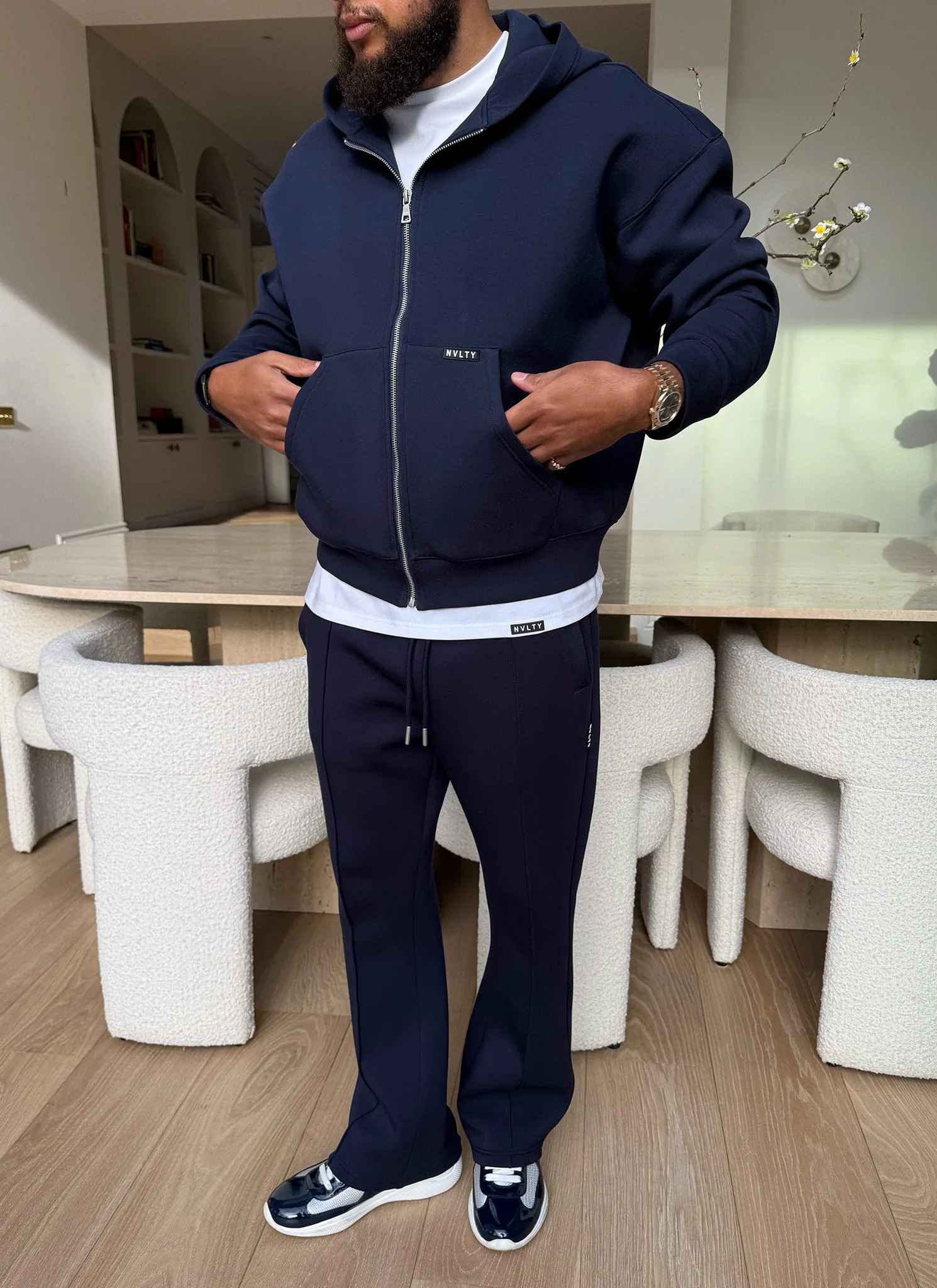 Scuba Structured Zip Hoodie - Navy - Image 11