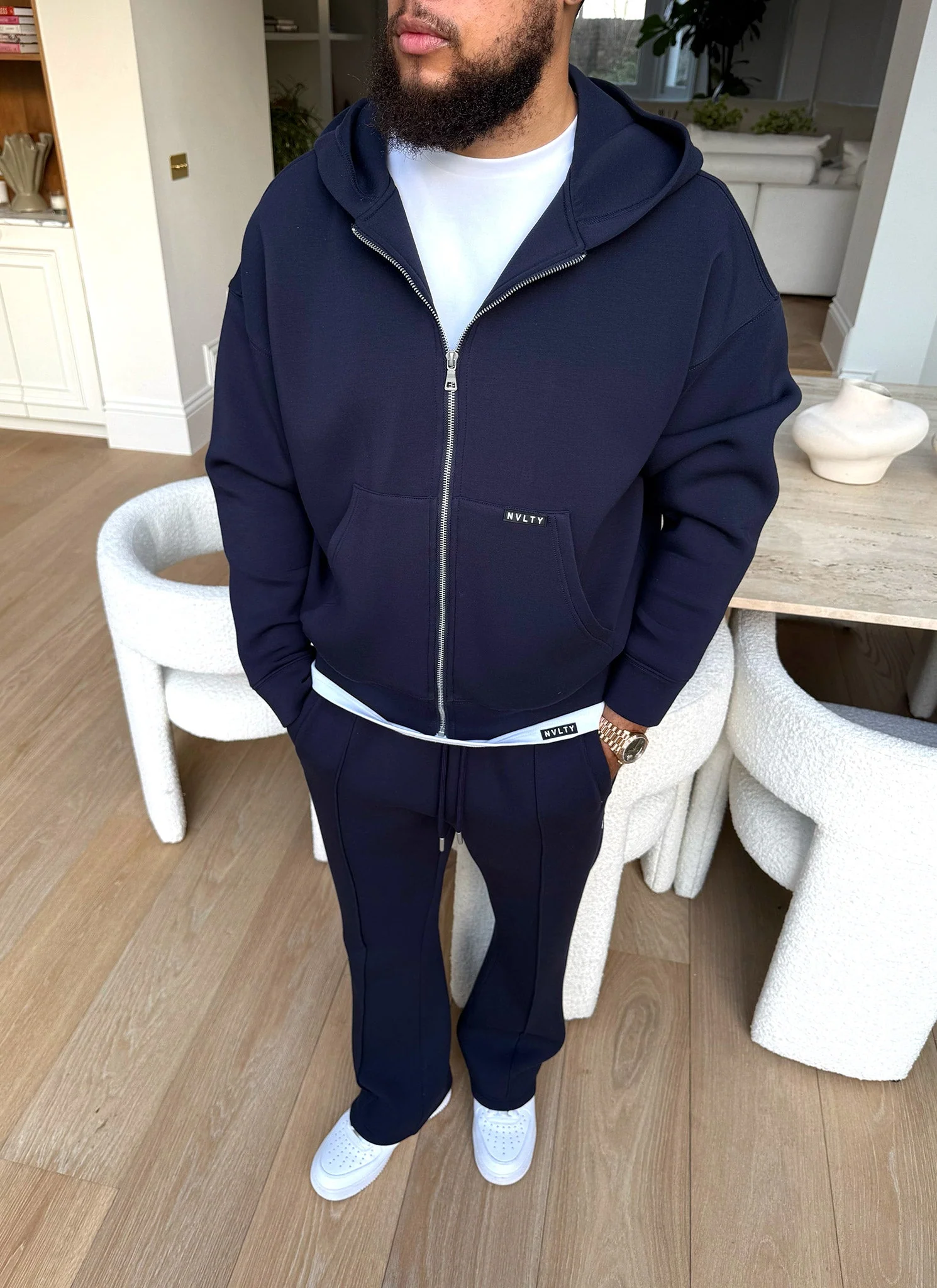 Scuba Structured Zip Hoodie - Navy - Image 12