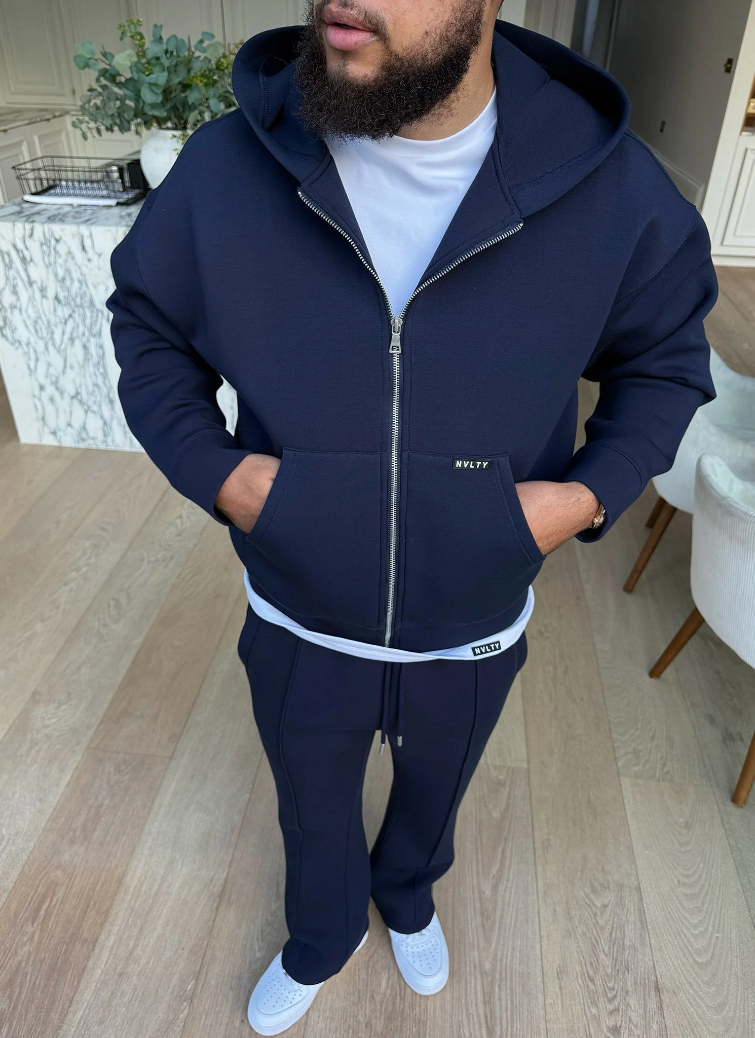 Scuba Structured Zip Hoodie - Navy - Image 2