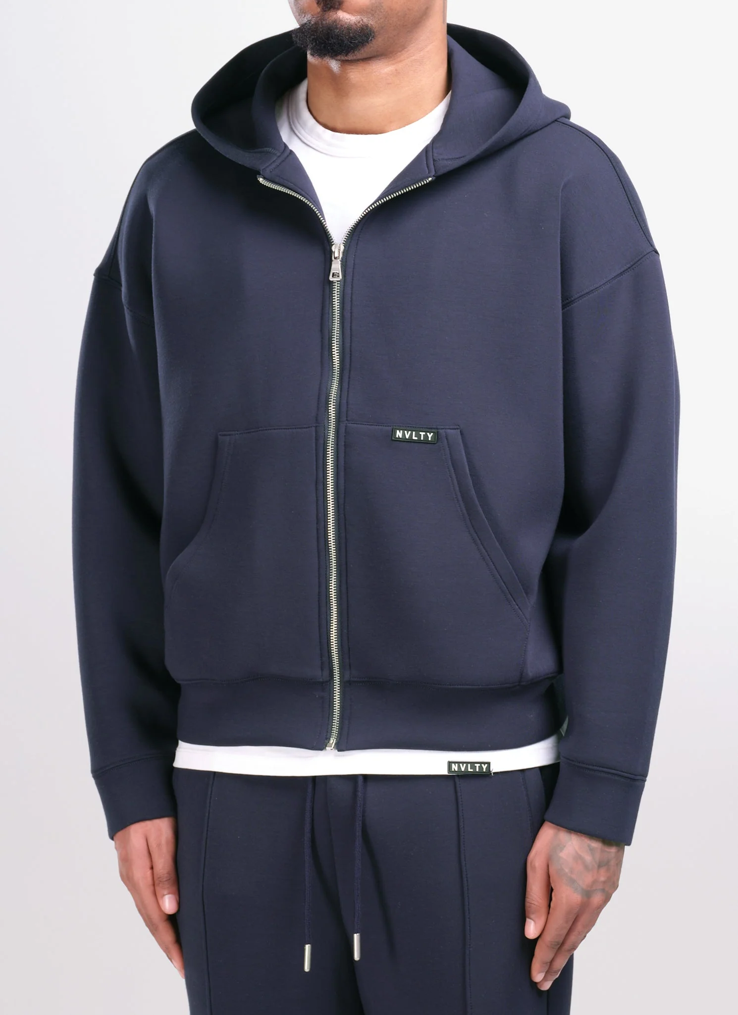 Scuba Structured Zip Hoodie - Navy - Image 3