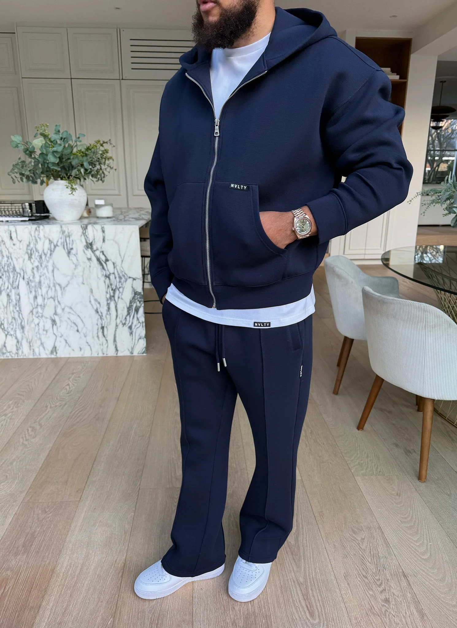 Scuba Structured Zip Hoodie - Navy - Image 6
