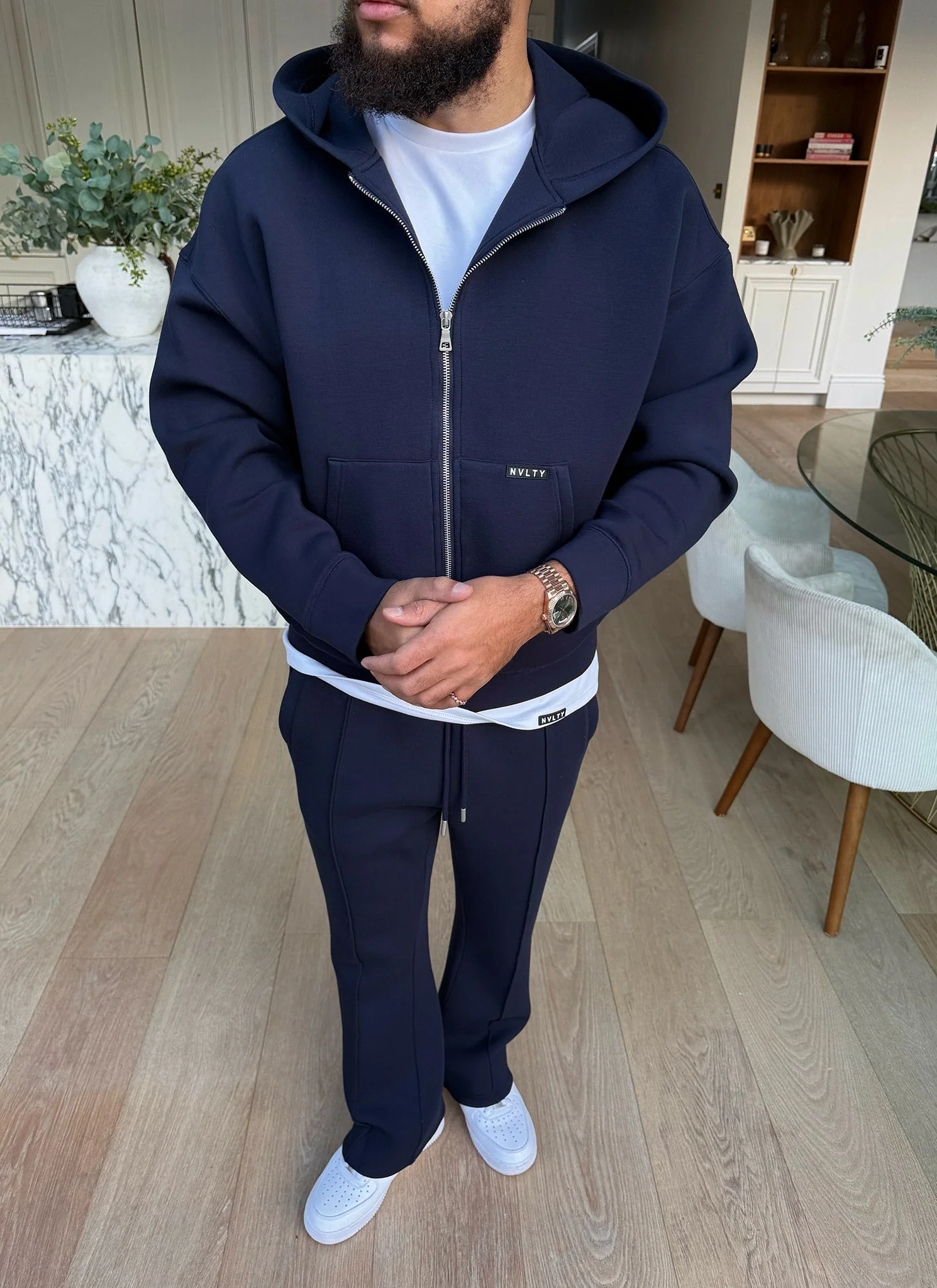 Scuba Structured Zip Hoodie - Navy - Image 9