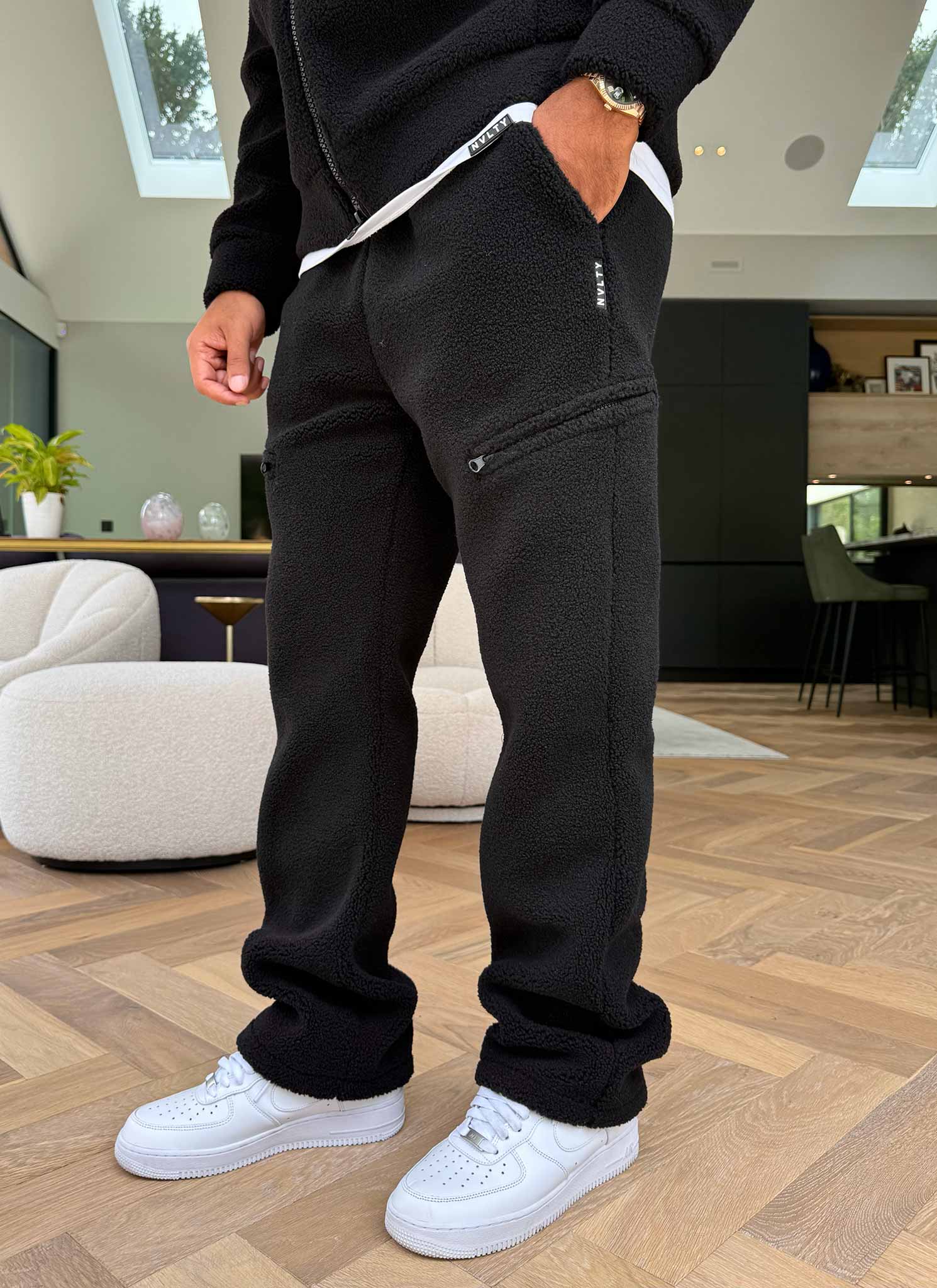 Sherpa Zip Joggers - Black - Image 7